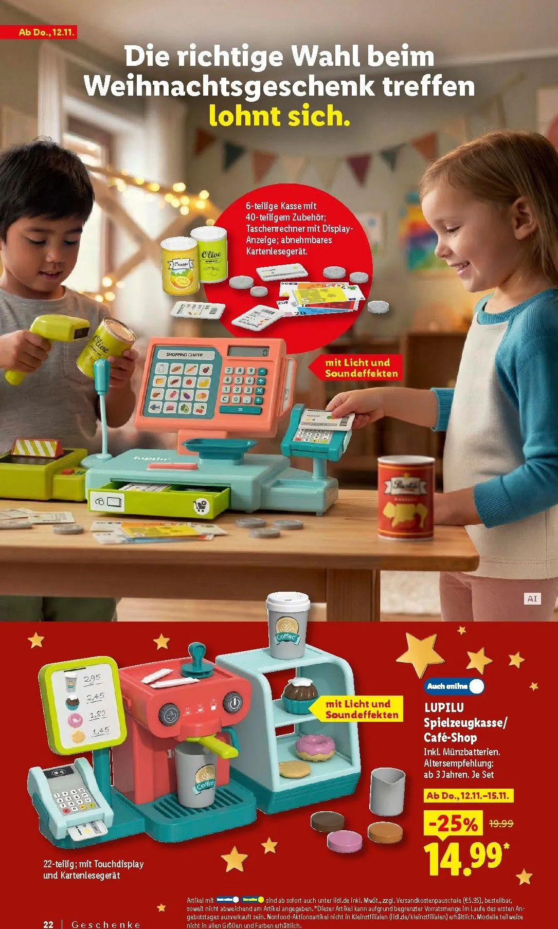 Die Magie des Schenkens lohnt sich. Entdecke zahlreiche Geschenkideen von 26. Oktober bis 24. Dezember 2026 - Prospekt seite 22