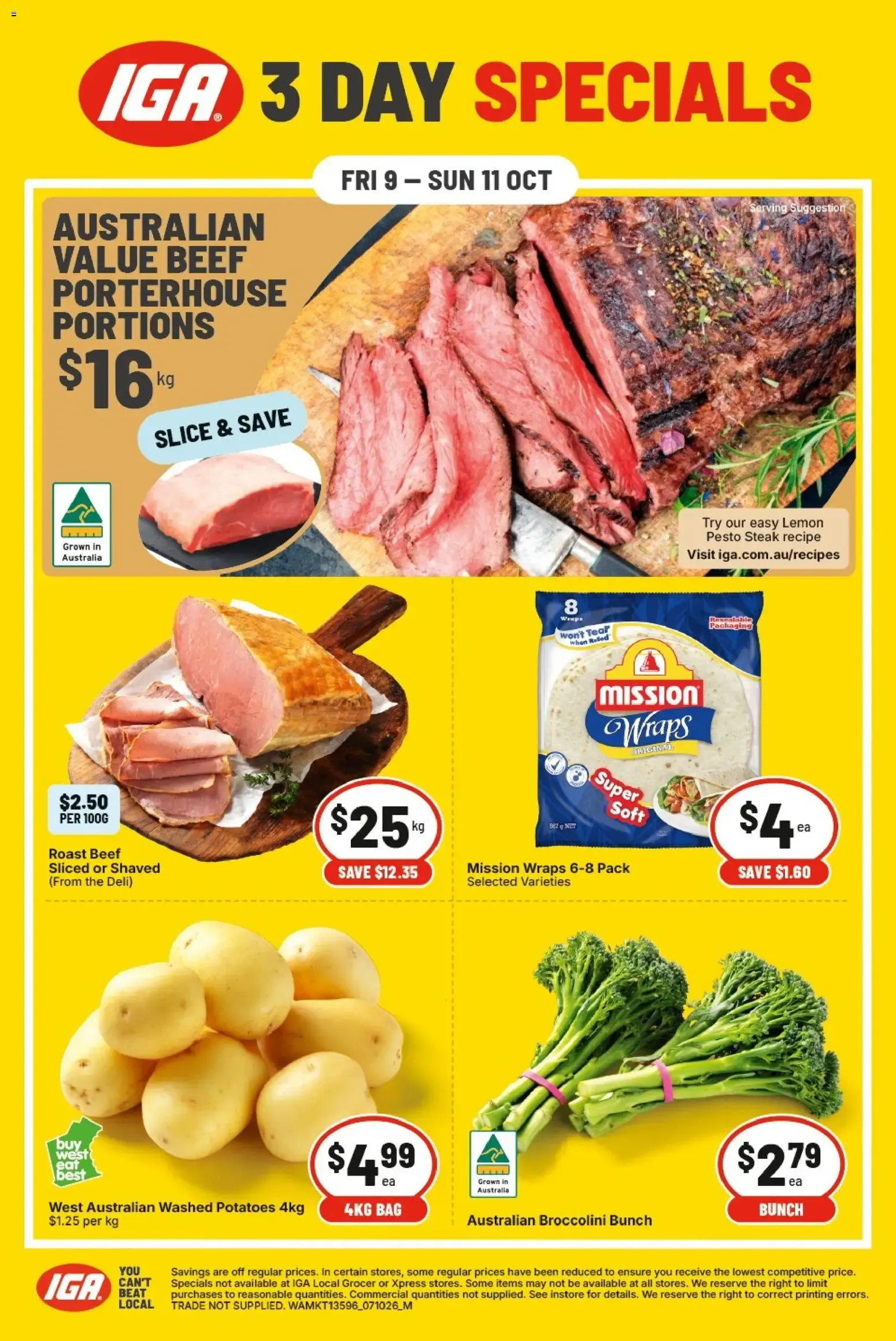 IGA 3 DAY SPECIALS - Catalogue valid from 9 October to 11 October 2026 - page 1