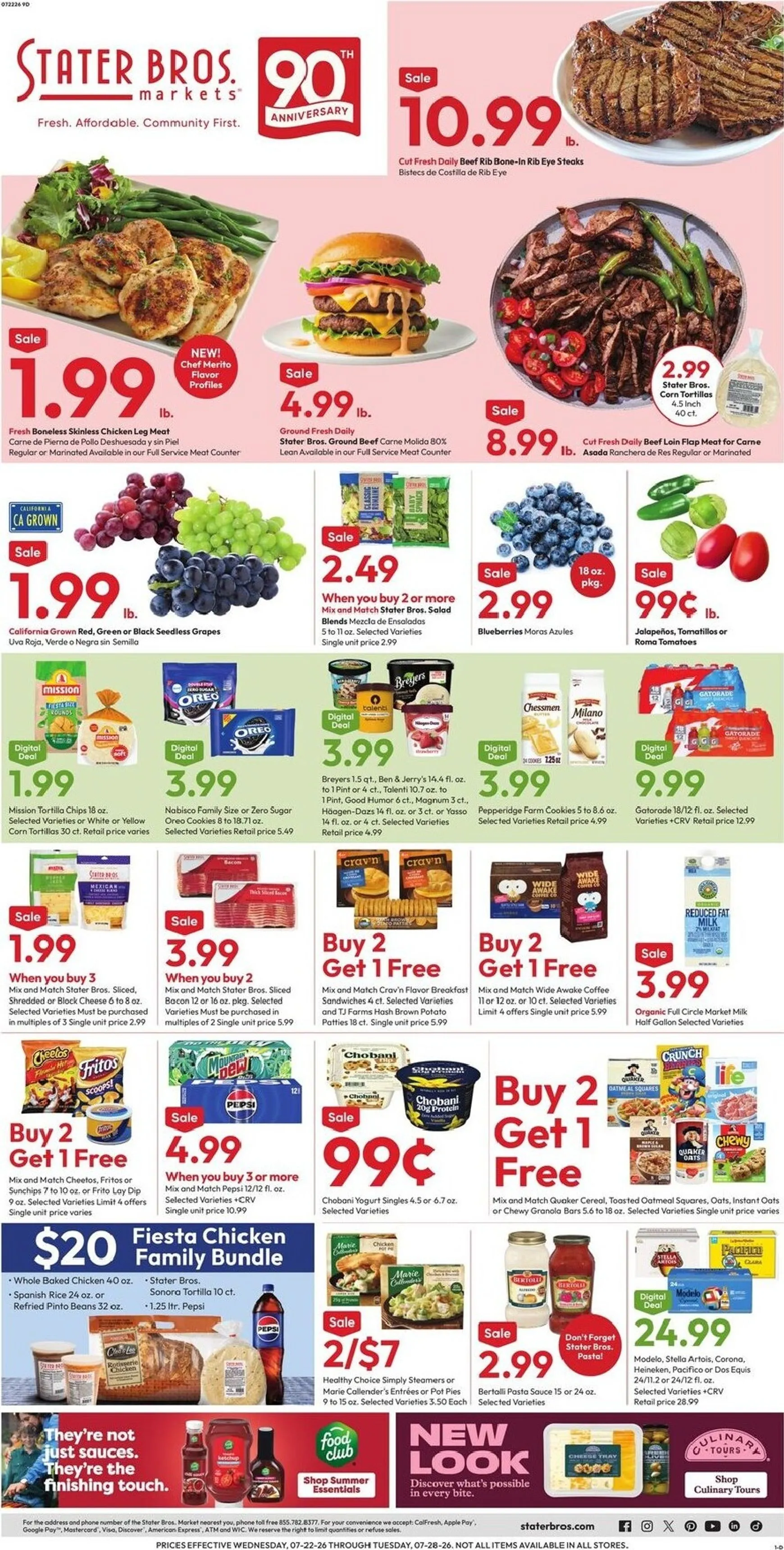 Weekly ad Current Stater Bros. leaflet valid from Wednesday 07/22/2026 to Tuesday 07/28/2026 from July 22 to July 28 2026 - Page 1