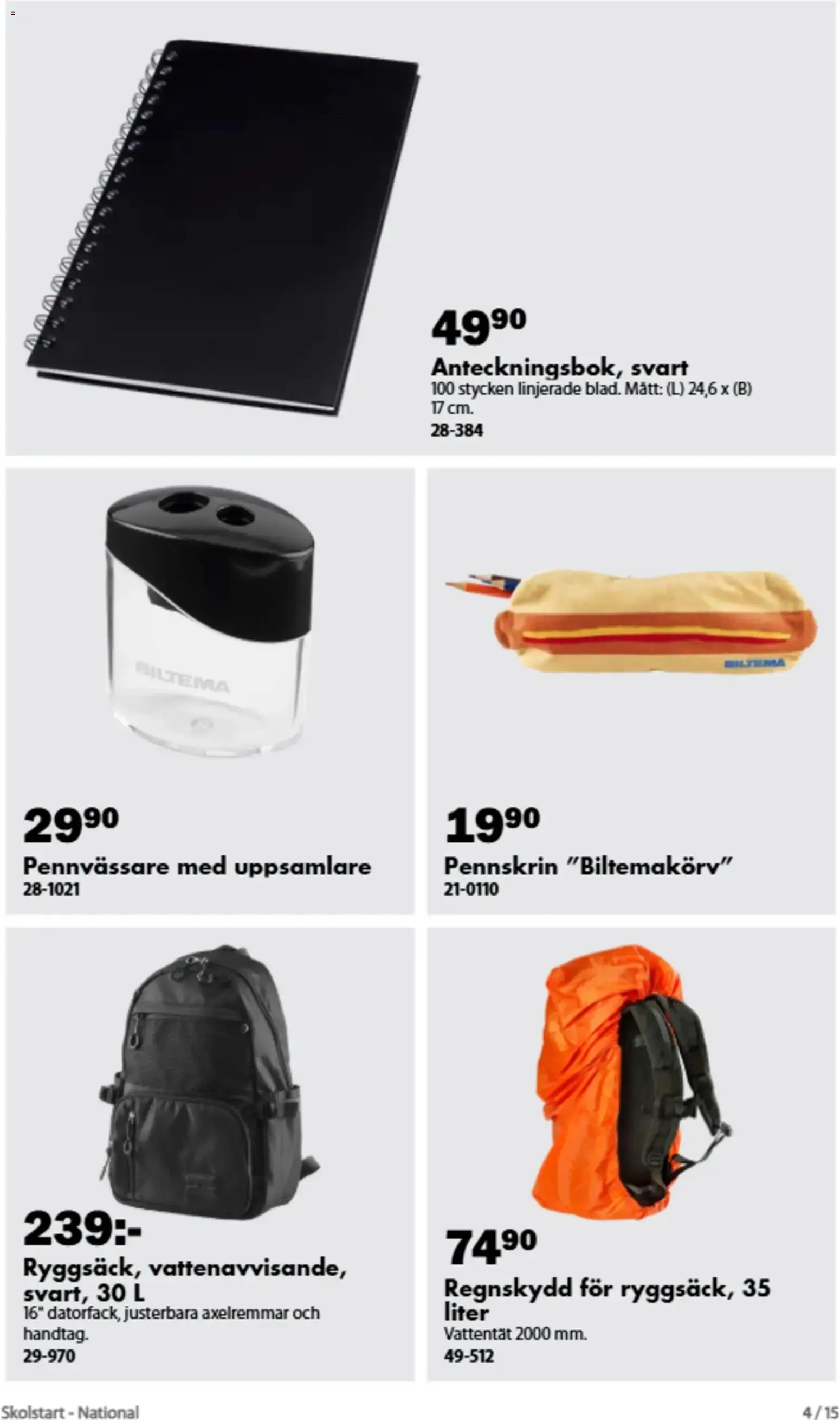 Biltema - Skolstart 2026 från 17 augusti till 30 augusti 2026 - Reklamblad sidor 14