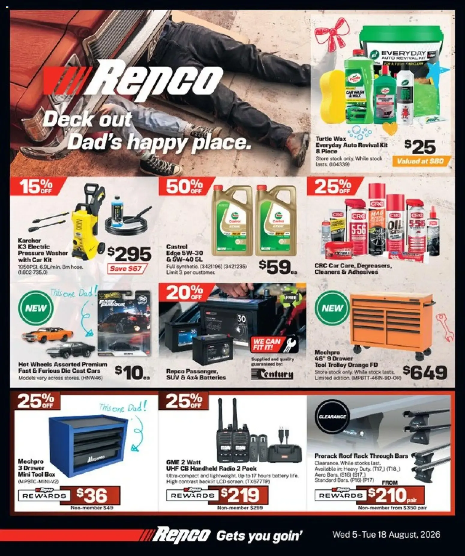 Repco: Deck out Dad's happy place.