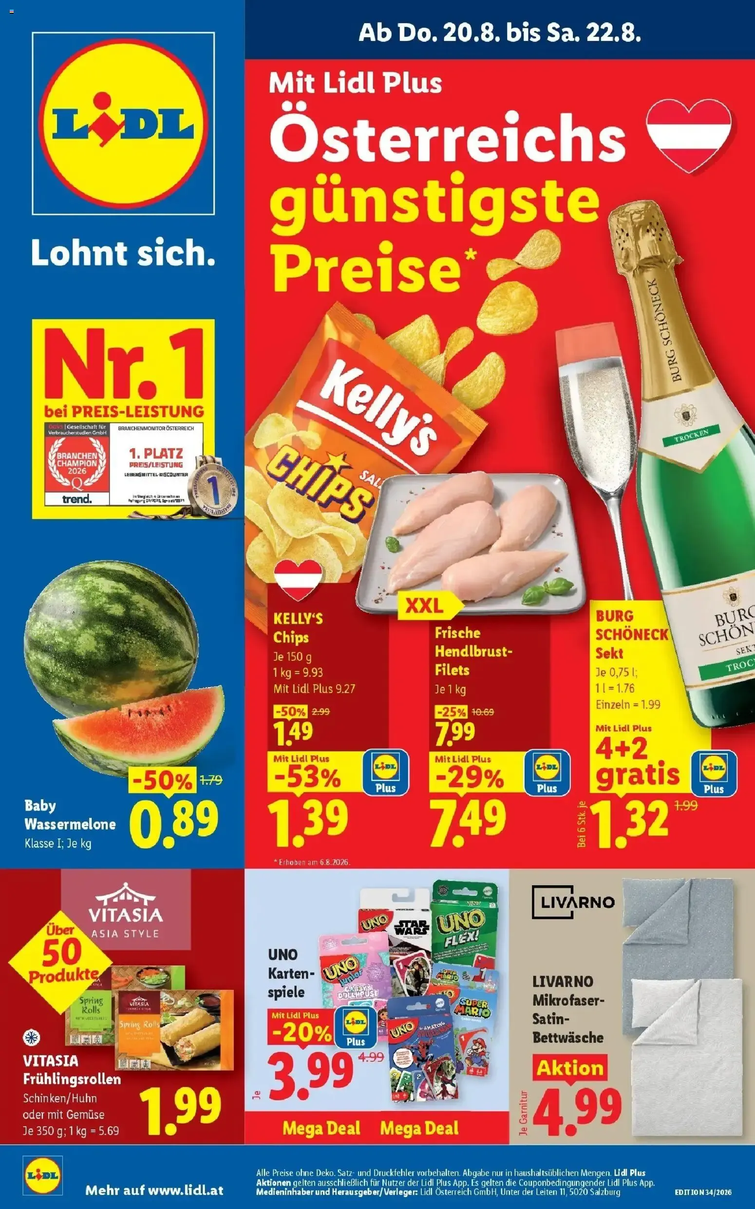 Lidl Plus - Österreichs günstigste Preise von 20. August bis 22. August 2026 - Flugblätt seite 1