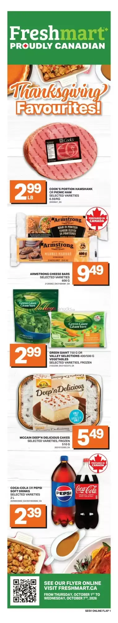 Freshmart Thanksgiving Favourites Flyer from October 1 to October 7 2026 - flyer page 1