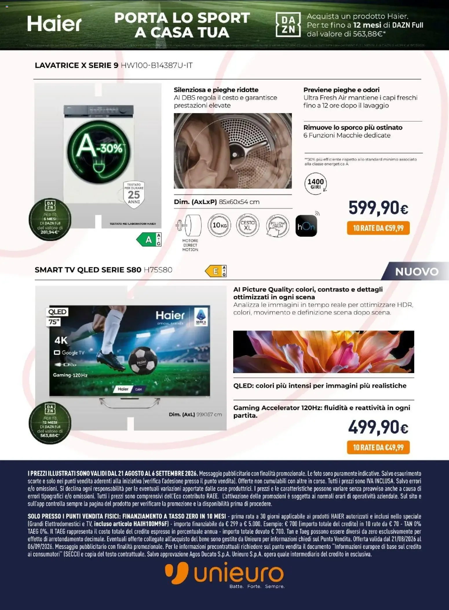 Nuovo Unieuro volantino Haier dal 21/08/2026 > offerte anteprima 🛍️ da 21 agosto a 6 settembre di 2026 - Pagina del volantino 12