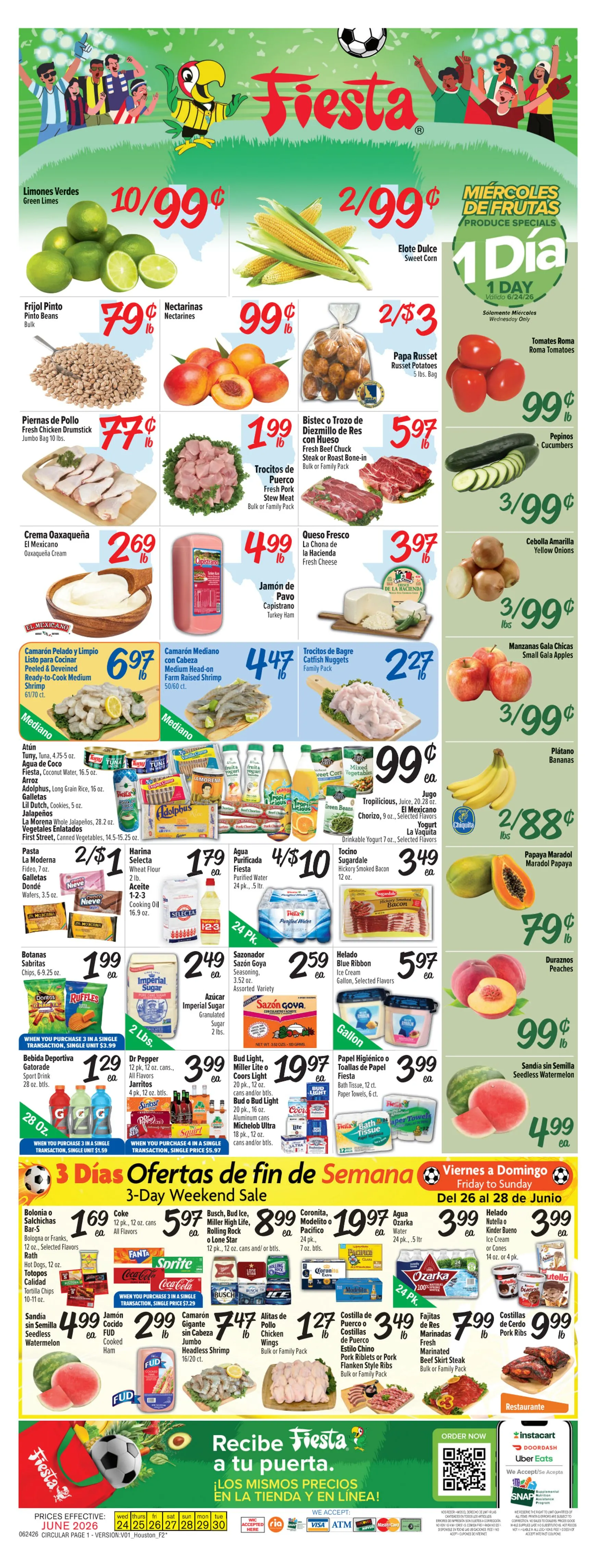 Weekly ad Current Fiesta Mart leaflet valid from Wednesday 06/24/2026 to Tuesday 06/30/2026 from June 24 to June 30 2026 - Page 1