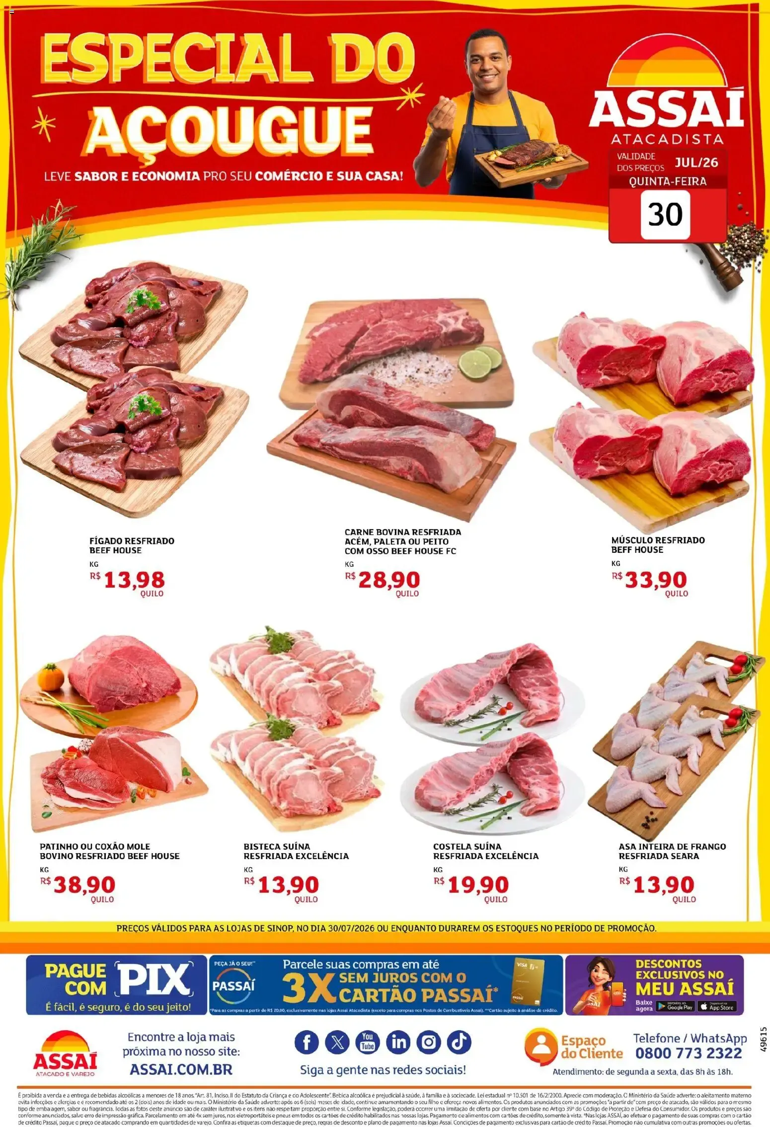 Encarte de Especial do Açougue Assaí Atacadista 30 de julho até 31 de julho 2026 - Pagina 1