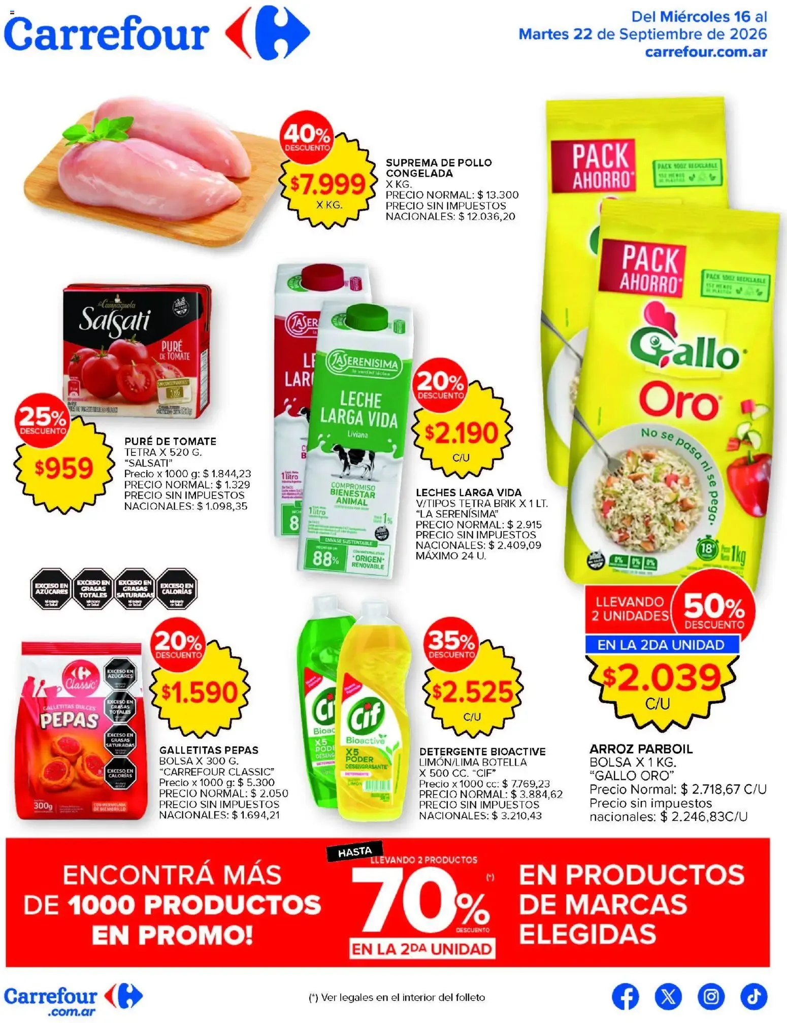 Ofertas de Carrefour - Carrefour Hiper Ofertas || del 16/09/2026 - 22/09/2026 || Promociones 16 de septiembre al 22 de septiembre 2026 - Página 1 del catálogo