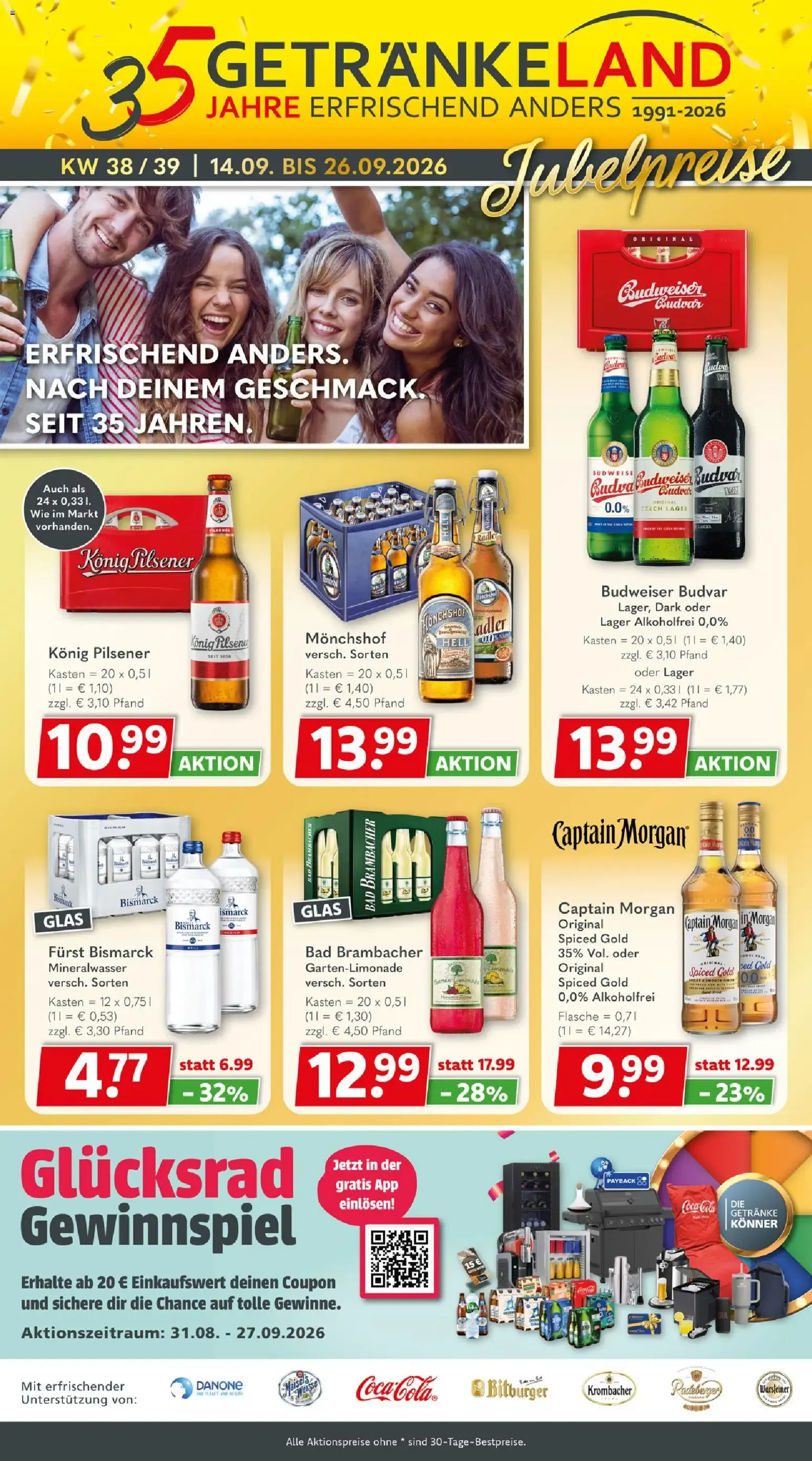 Getränkeland Jubelpreise von 14. September bis 26. September 2026 - Prospekt seite 1