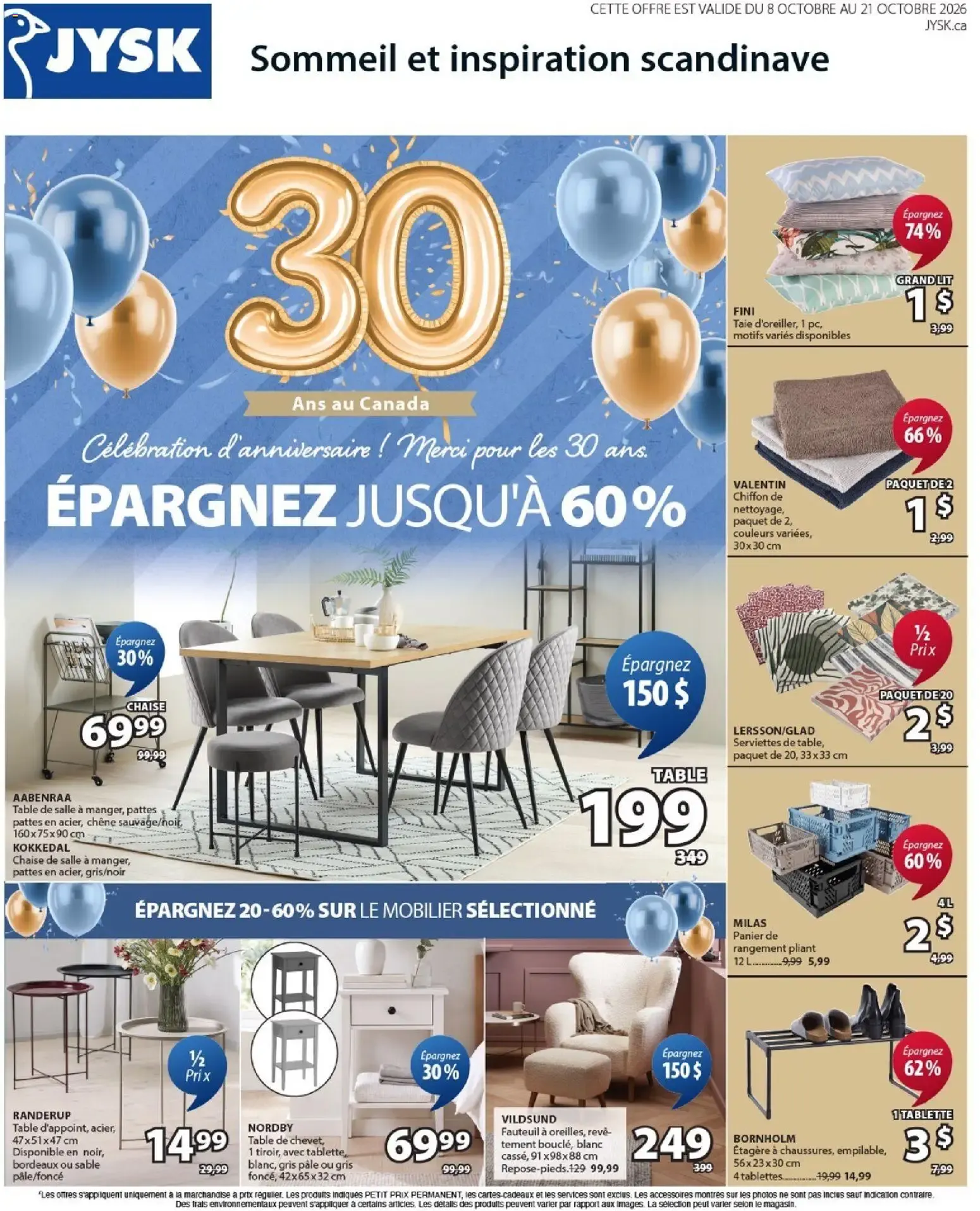 JYSK Sommeil et inspiration scandinave - Célébration 30 Ans from October 8 to October 21 2026 - flyer page 1