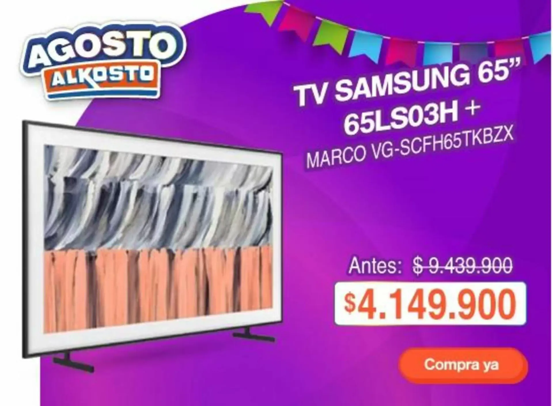 Catalogo de Alkosto: Oferta TV Samsung 65'' - Agosto 1 de agosto al 31 de agosto 2026 - Pag 1