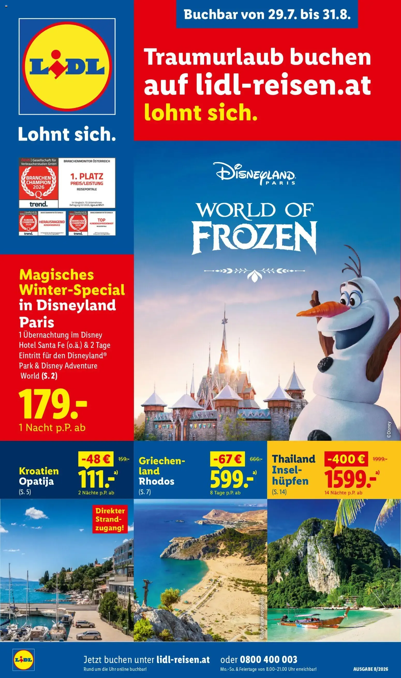 Lidl Reisen - Traumurlaub & Winter-Special Disneyland von 29. Juli bis 31. August 2026 - Flugblätt seite  1