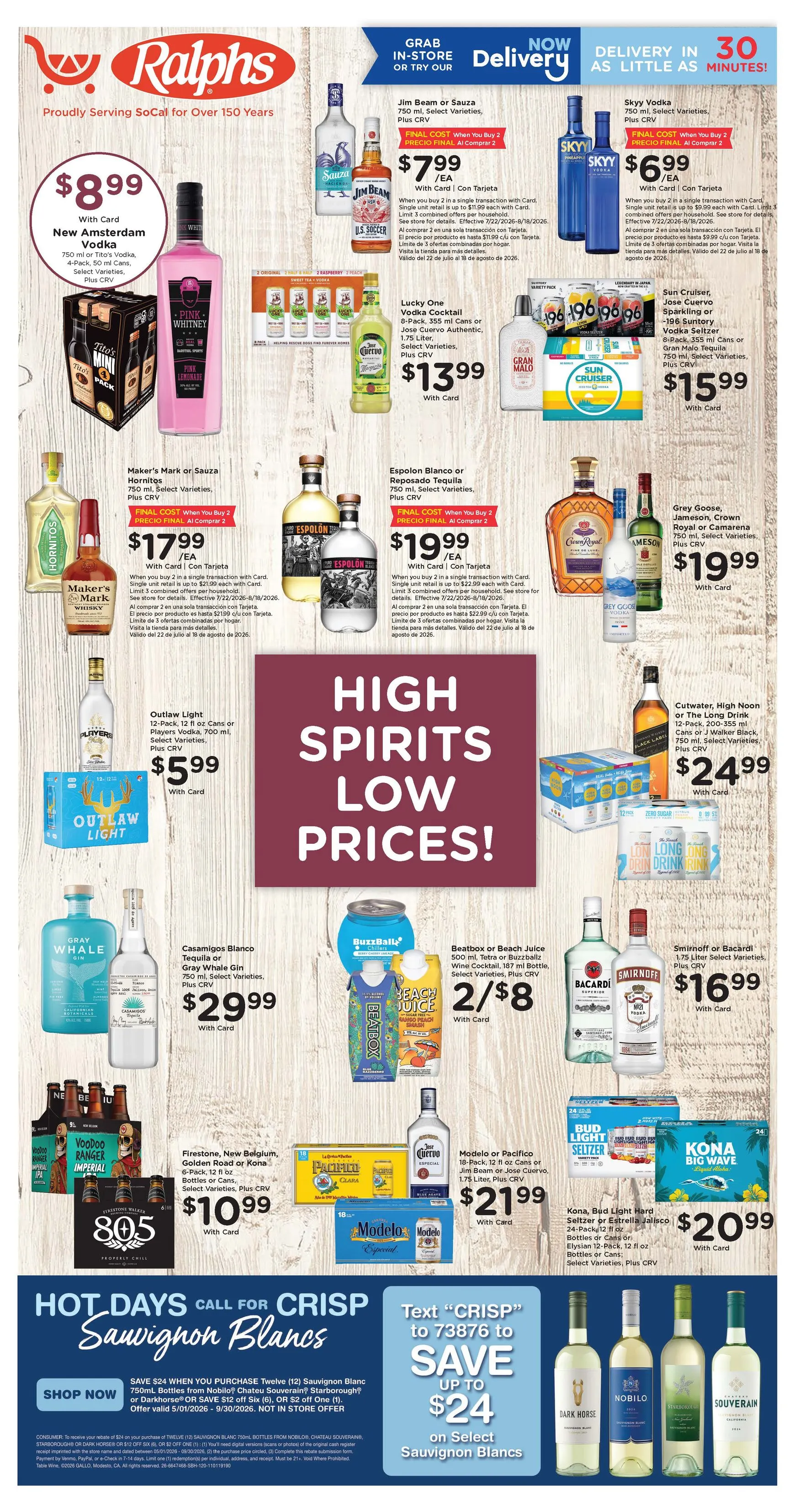 Weekly ad Ralphs: High Spirits Low Prices! from July 22 to August 18 2026 - Page 1