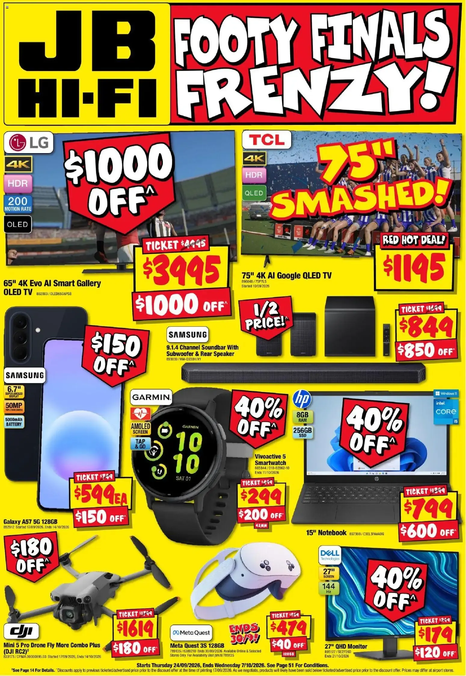 JB HI-FI FOOTY FINALS FRENZY! - Catalogue valid from 24 September to 7 October 2026 - page 1