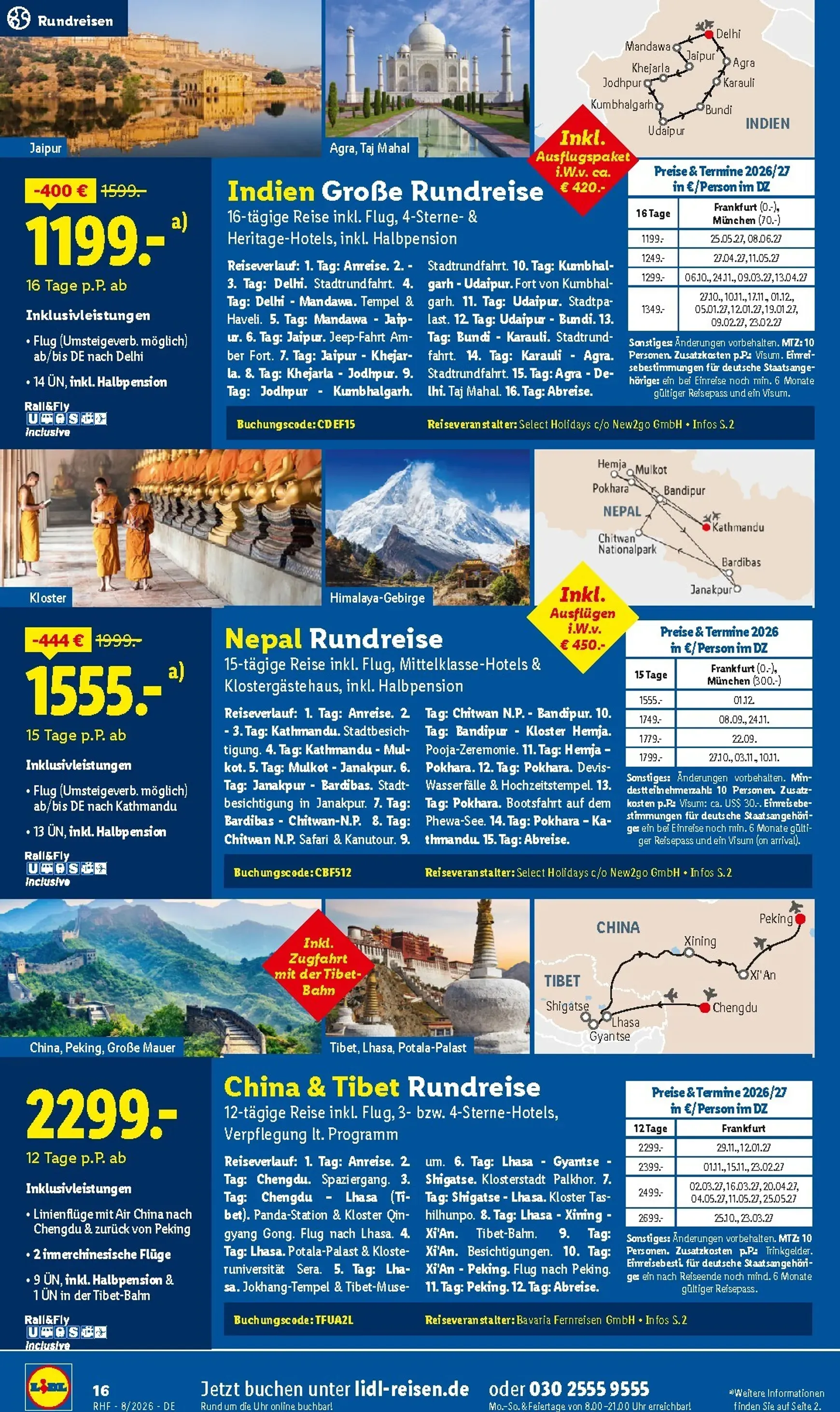 Lidl August Reise-Highlights Prospekt – von Mittwoch 29.07.2026 bis Montag 31.08.2026 von 29. Juli bis 31. August 2026 - Prospekt seite 16
