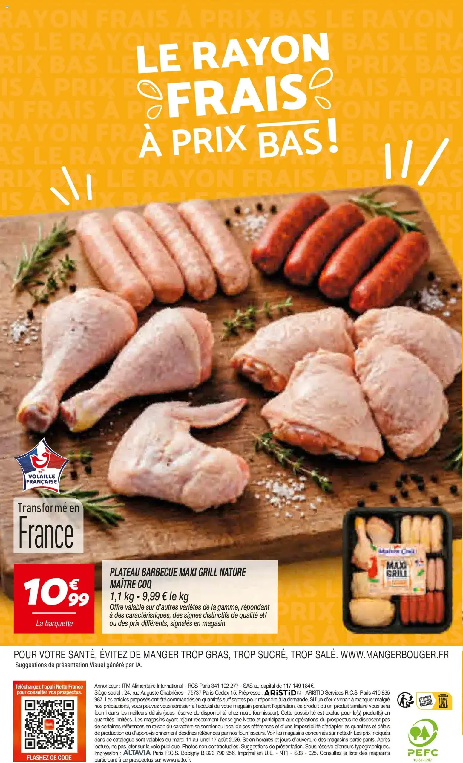 Netto le rayon frais à prix bas à partir du 11/08/2026 - promo en ligne du 11 août au 15 août 2026 - Catalogue page 12