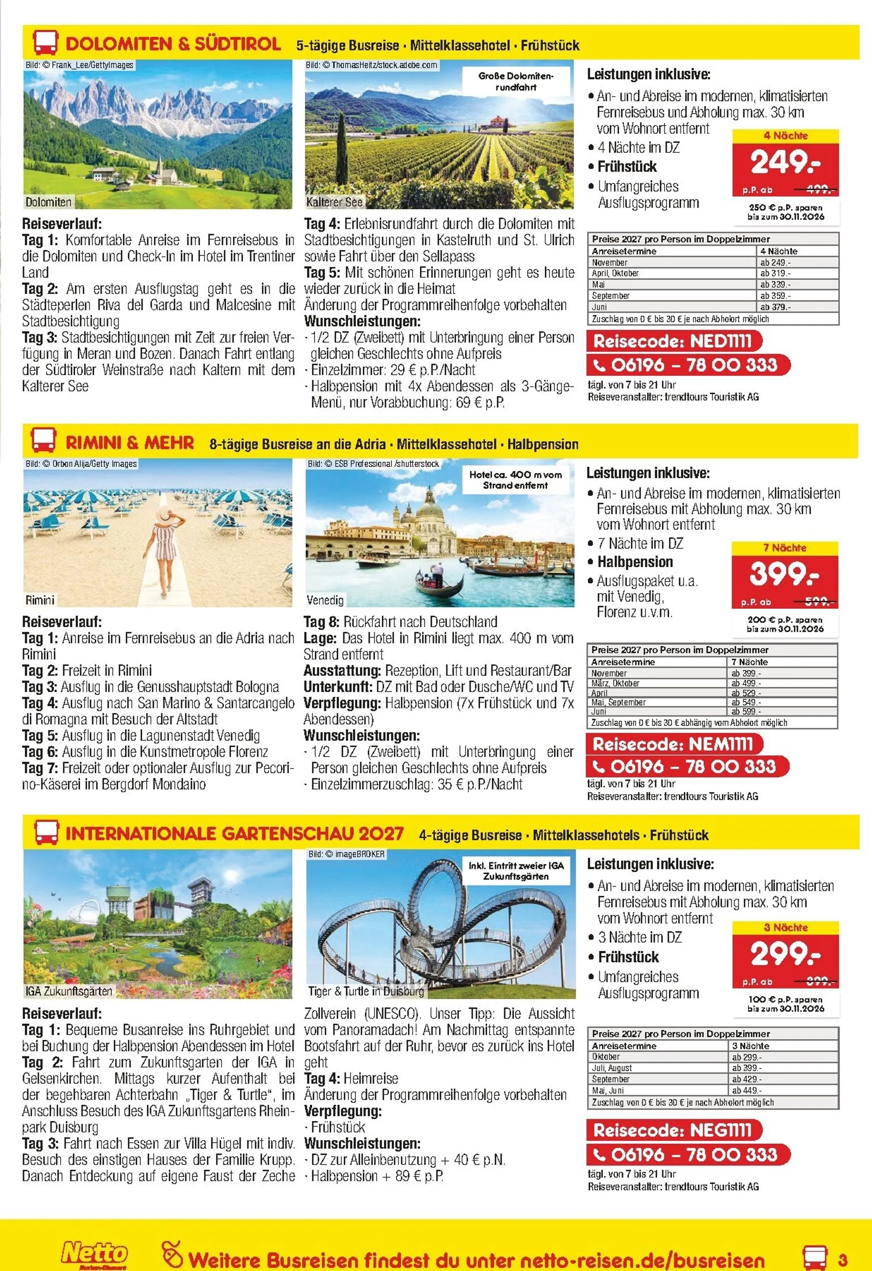 Netto Reisen Sonderausgabe von 15. Oktober bis 31. Oktober 2026 - Prospekt seite 3