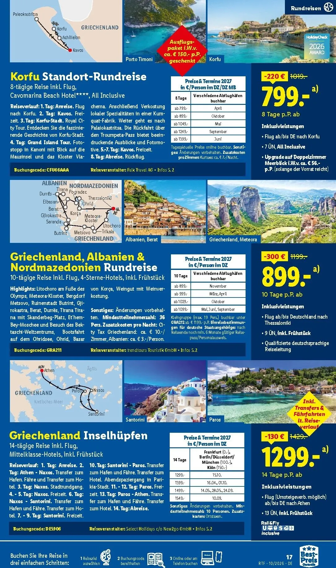 Lidl - Reise-Highlights Prospekt – von Mittwoch 14.10.2026 bis Sonntag 15.11.2026 von 14. Oktober bis 15. November 2026 - Prospekt seite 17