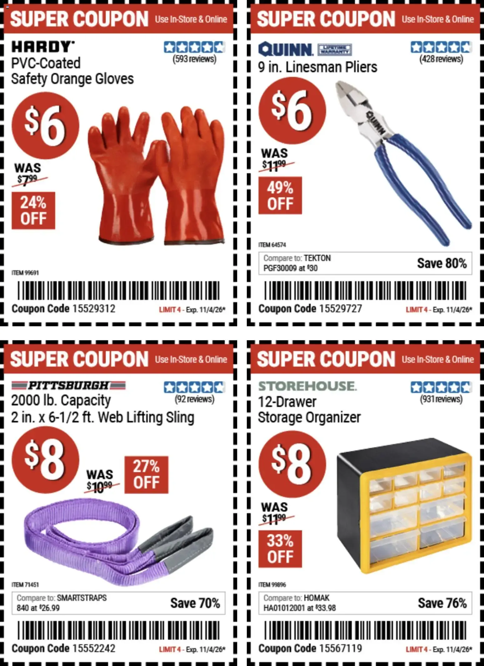 Weekly promotion Harbor Freight Dollar Days (10/22 - 11/04 2026) - Flyer spanning from October 22 to November 4 2026 - Page 4 for Catalogue 365