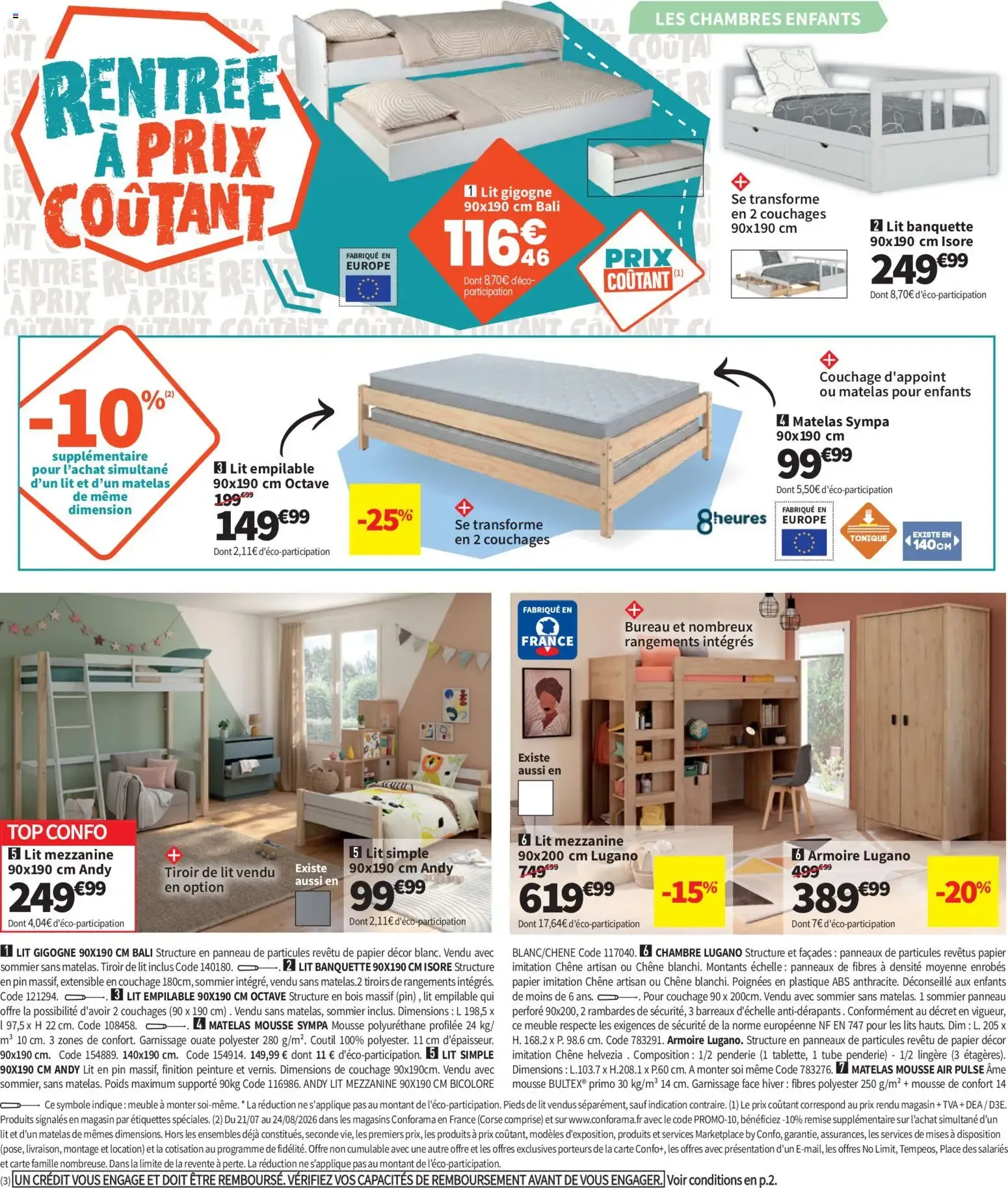 Conforama - Rentrée à Prix Coûtant du 21 juillet au 24 août 2026 - Catalogue page 10