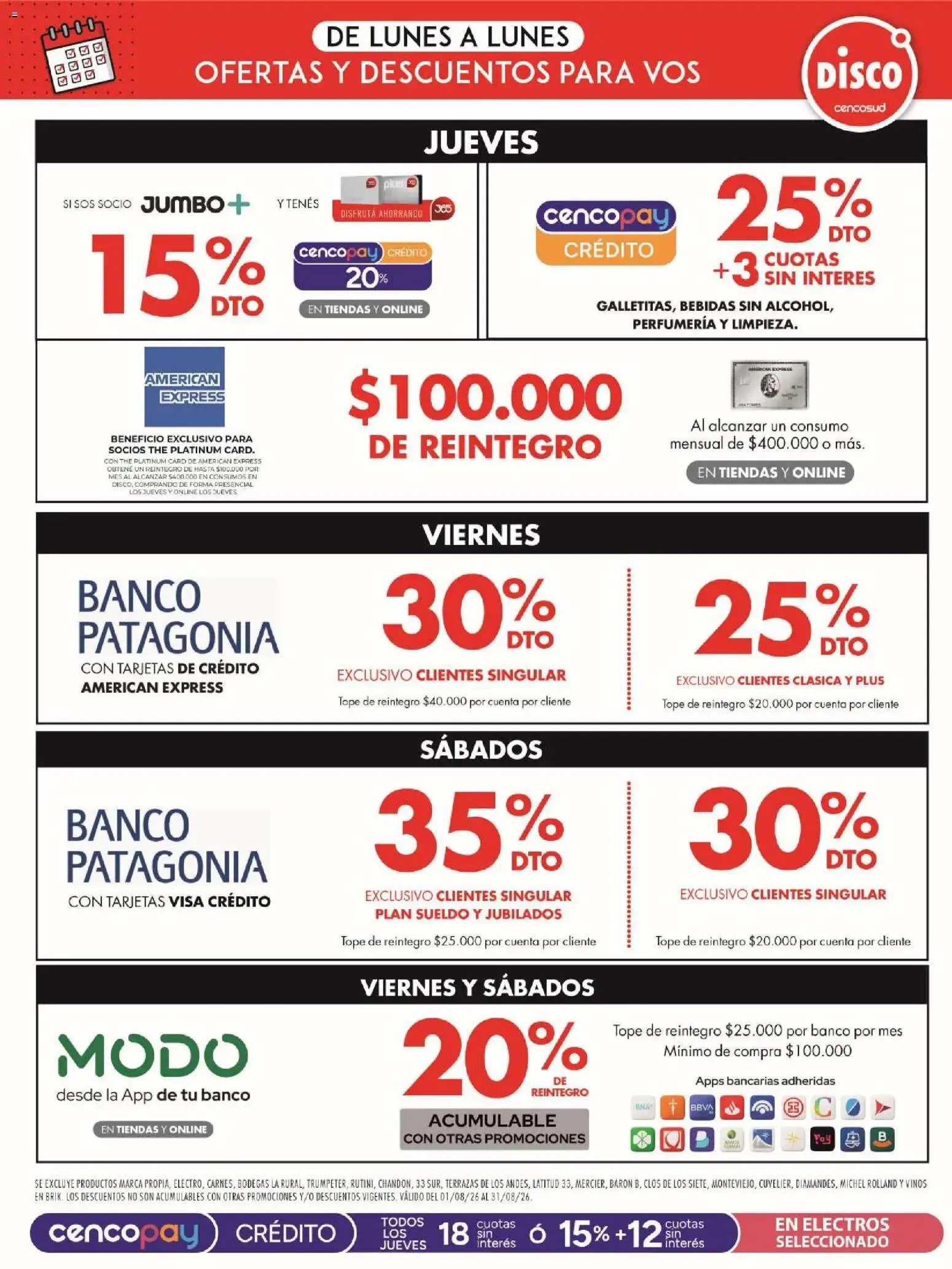 Ofertas de Disco Cencosud - Super Ofertas 14 de agosto al 16 de agosto 2026 - Página 12 del catálogo