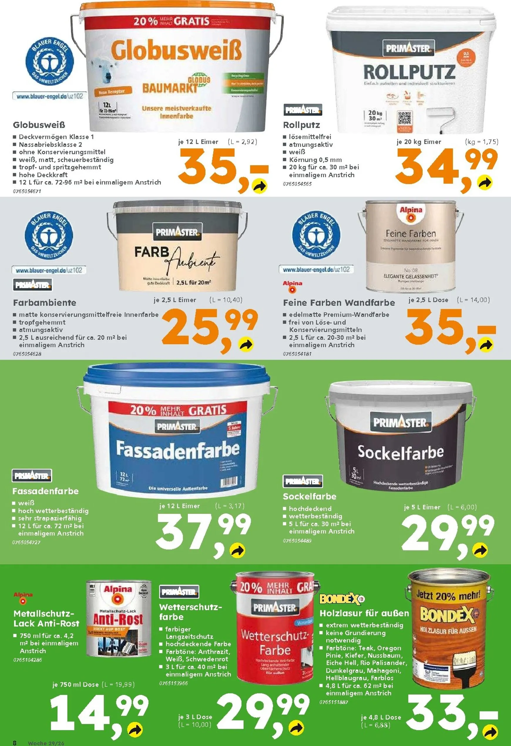Globus Baumarkt Prospekt – von Sonntag 12.07.2026 bis Samstag 18.07.2026 von 13. Juli bis 18. Juli 2026 - Prospekt seite 8