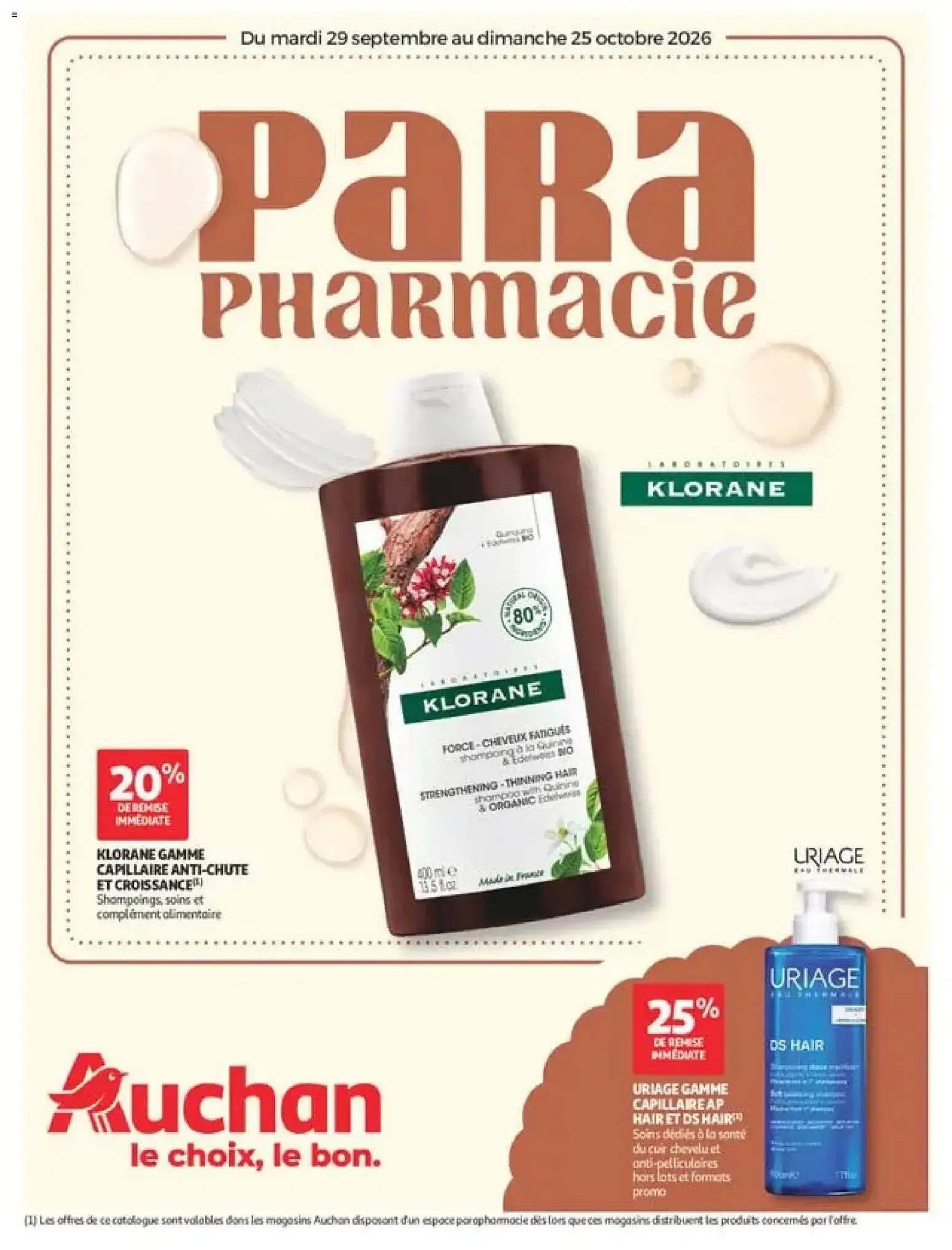 Auchan Parapharmacie, beauté à partir du 29/09/2026 - promo en ligne du 29 septembre au 25 octobre 2026 - Catalogue page 1