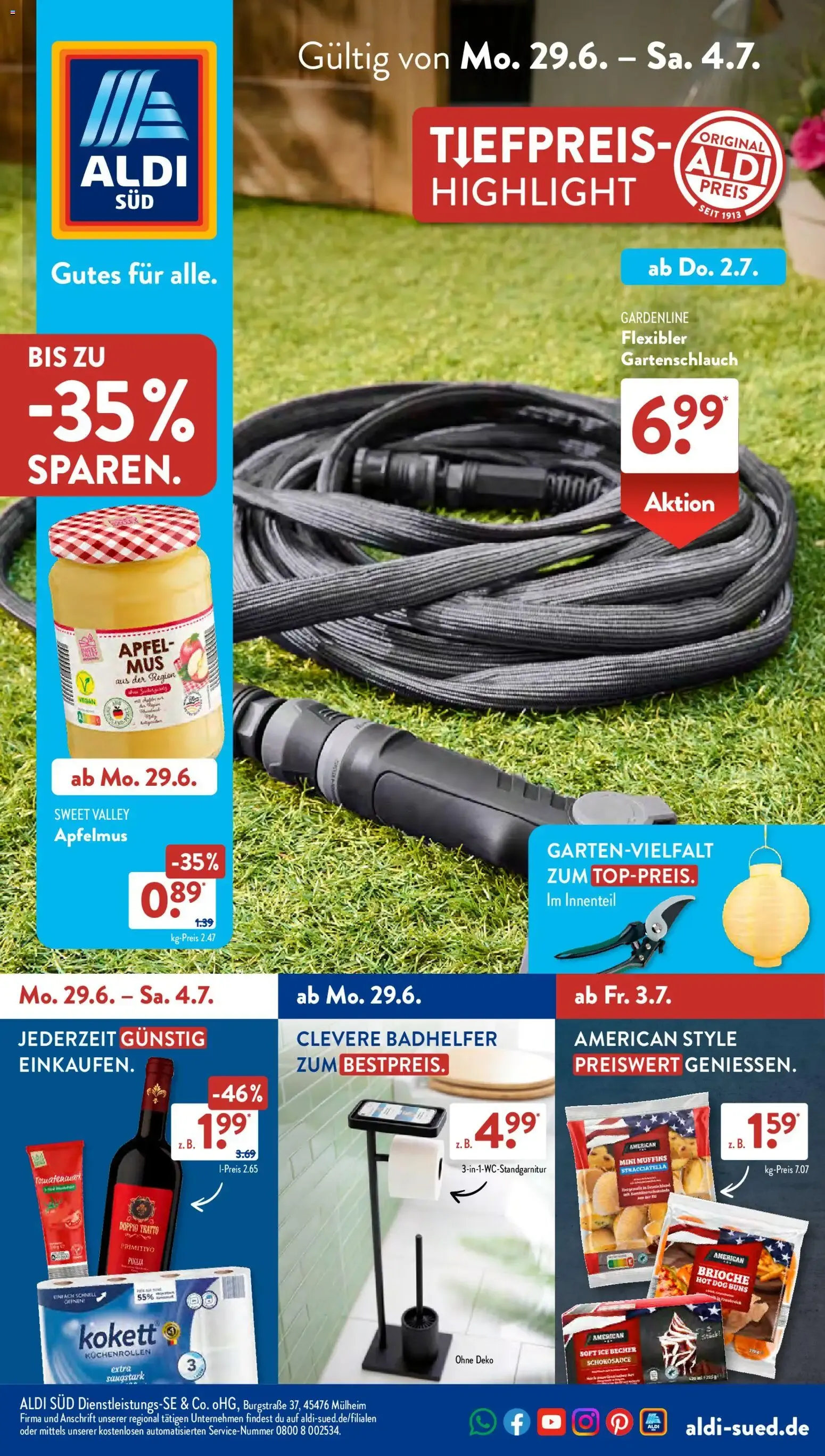 Aldi Süd Tiefpreis-Highlight von 29. Juni bis 4. Juli 2026 - Prospekt seite 1