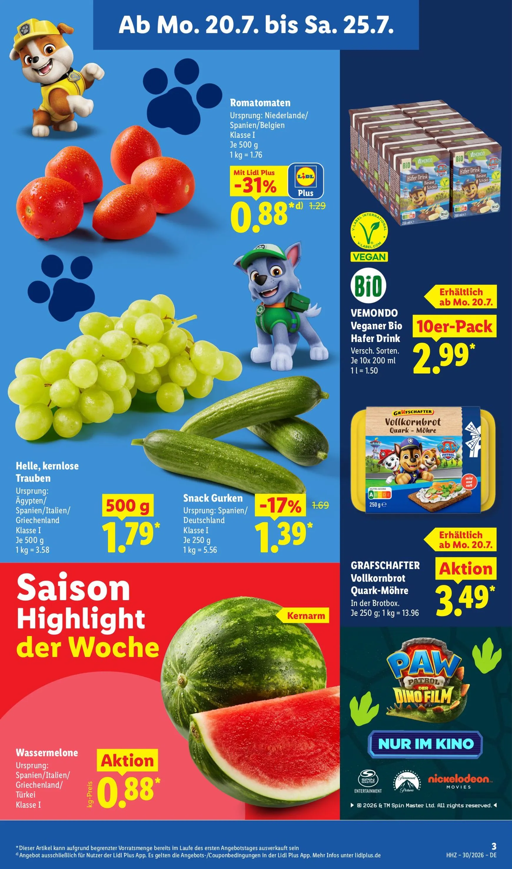 Lidl: Sparen beim Preisführer von 20. Juli bis 25. Juli 2026 - Prospekt seite 3