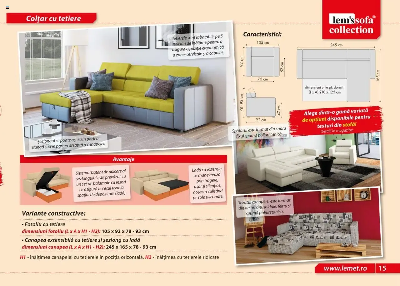 Catalog LEMS Canapele lemssofa collection - Colţar extensibil KIEV de la 17 noiembrie până la 31 ianuarie 2027 - Revista Pagina 15