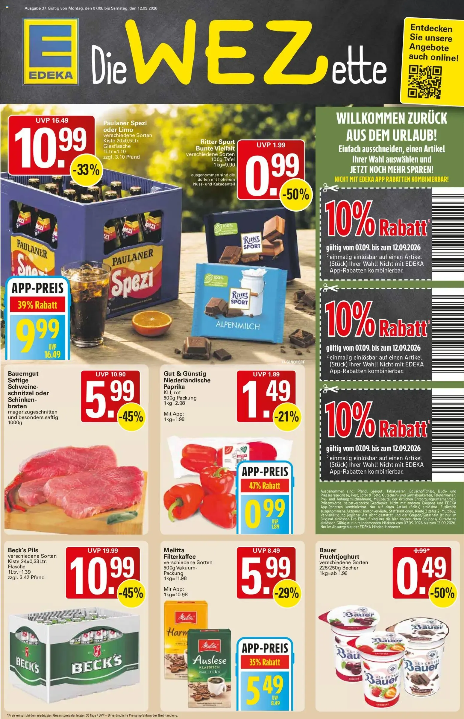 Die WEZette von 7. September bis 12. September 2026 - Prospekt seite 1