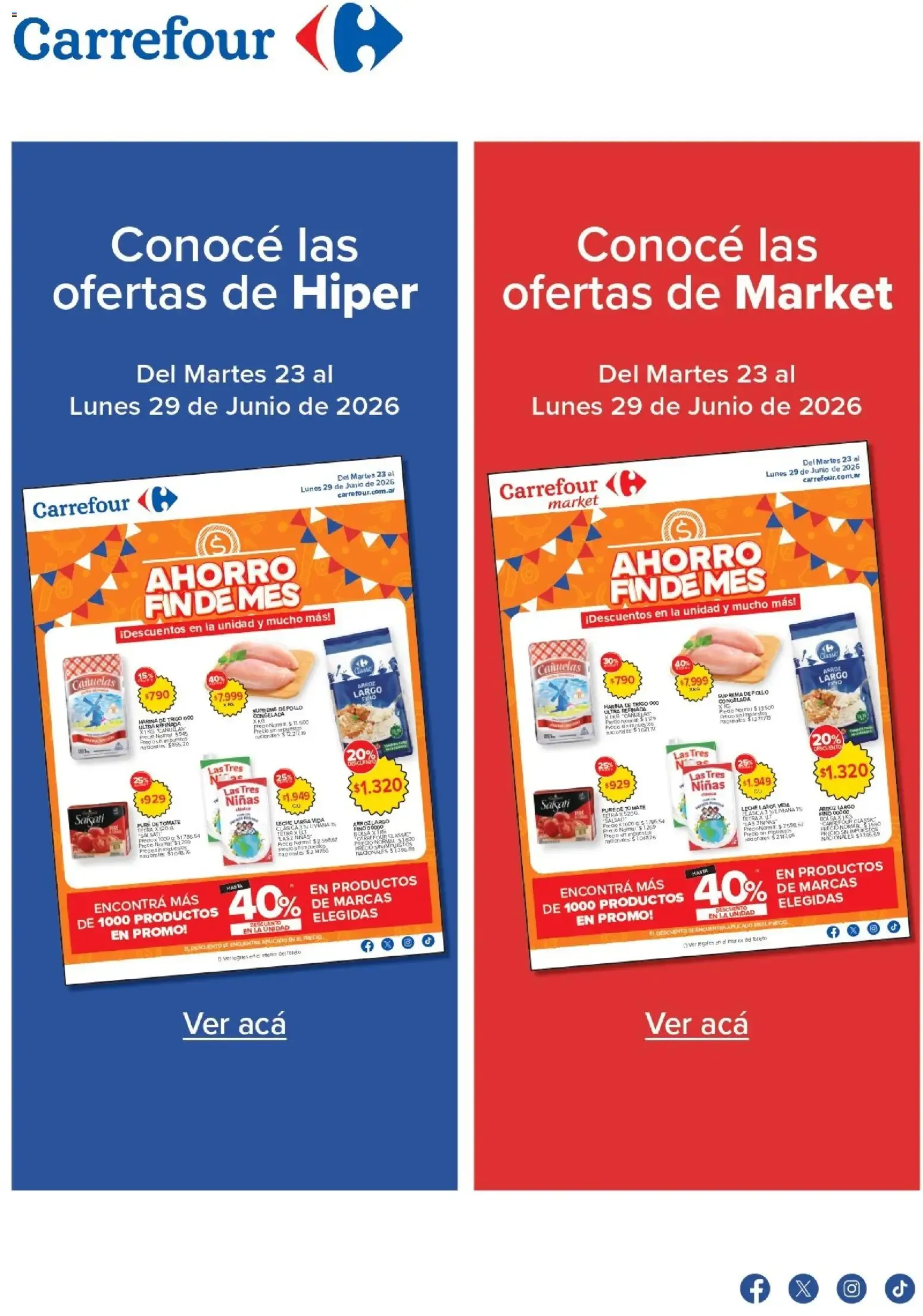 Ofertas de Carrefour: Ofertas de Hiper y Market - Ahorro Fin de Mes 23 de junio al 29 de junio 2026 - Página 1 del catálogo