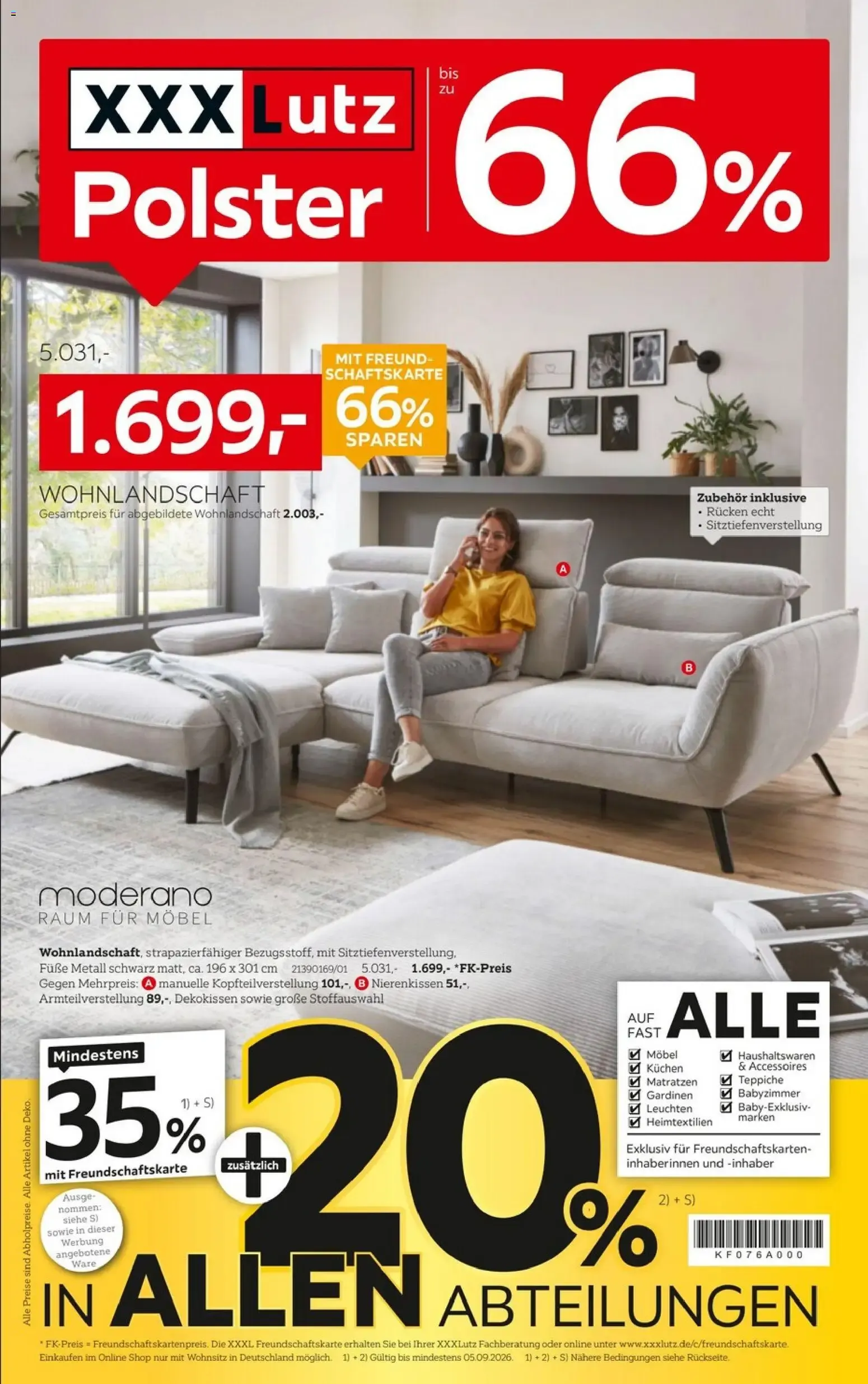 XXXLutz Bis zu 66% auf Polster (ab 22.08.2026) zum Blättern von 22. August bis 5. September 2026 - Prospekt seite 1