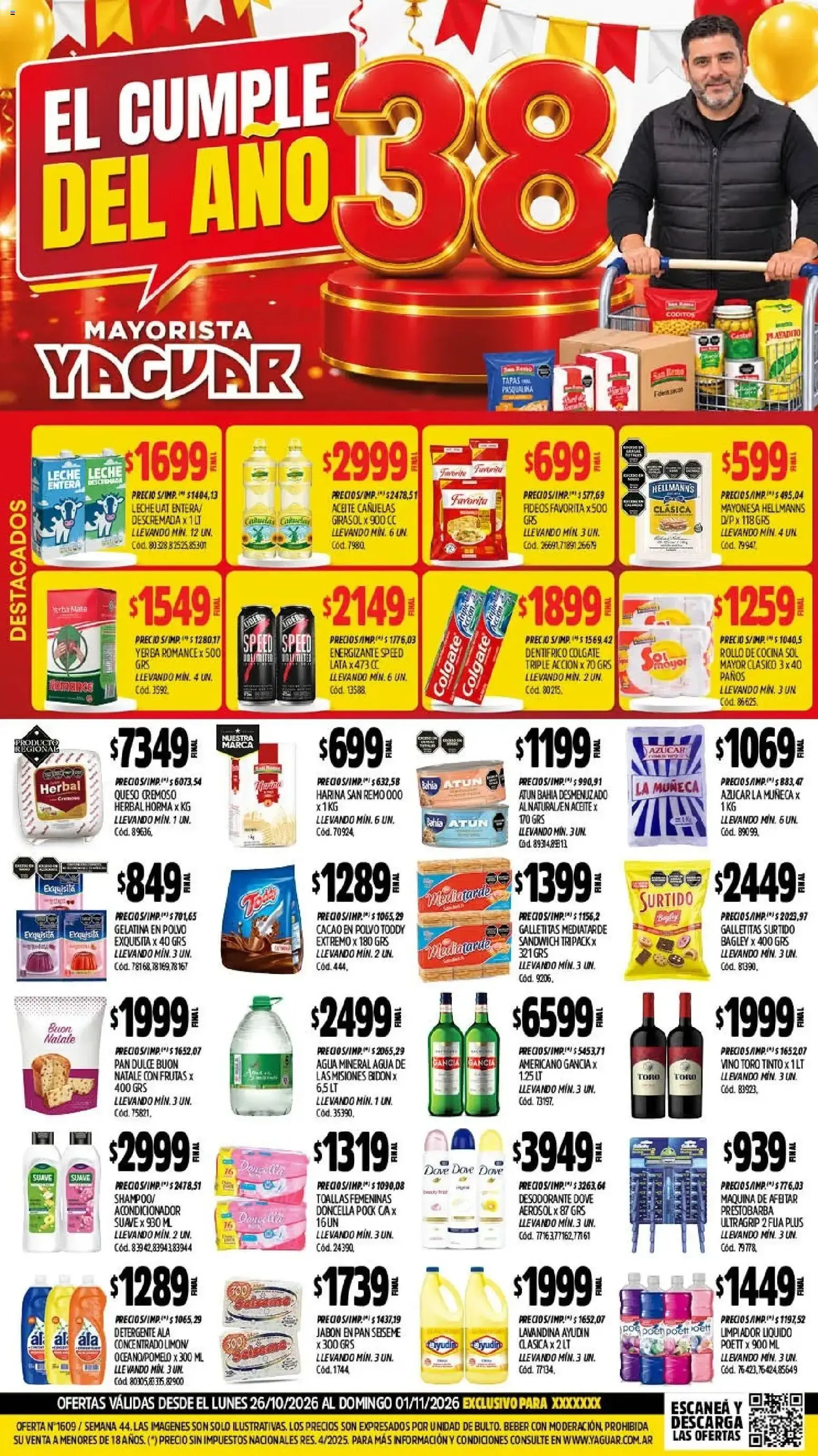 Ofertas de Yaguar Mayorista - El Cumple del Año 38 26 de octubre al 1 de noviembre 2026 - Página 1 del catálogo