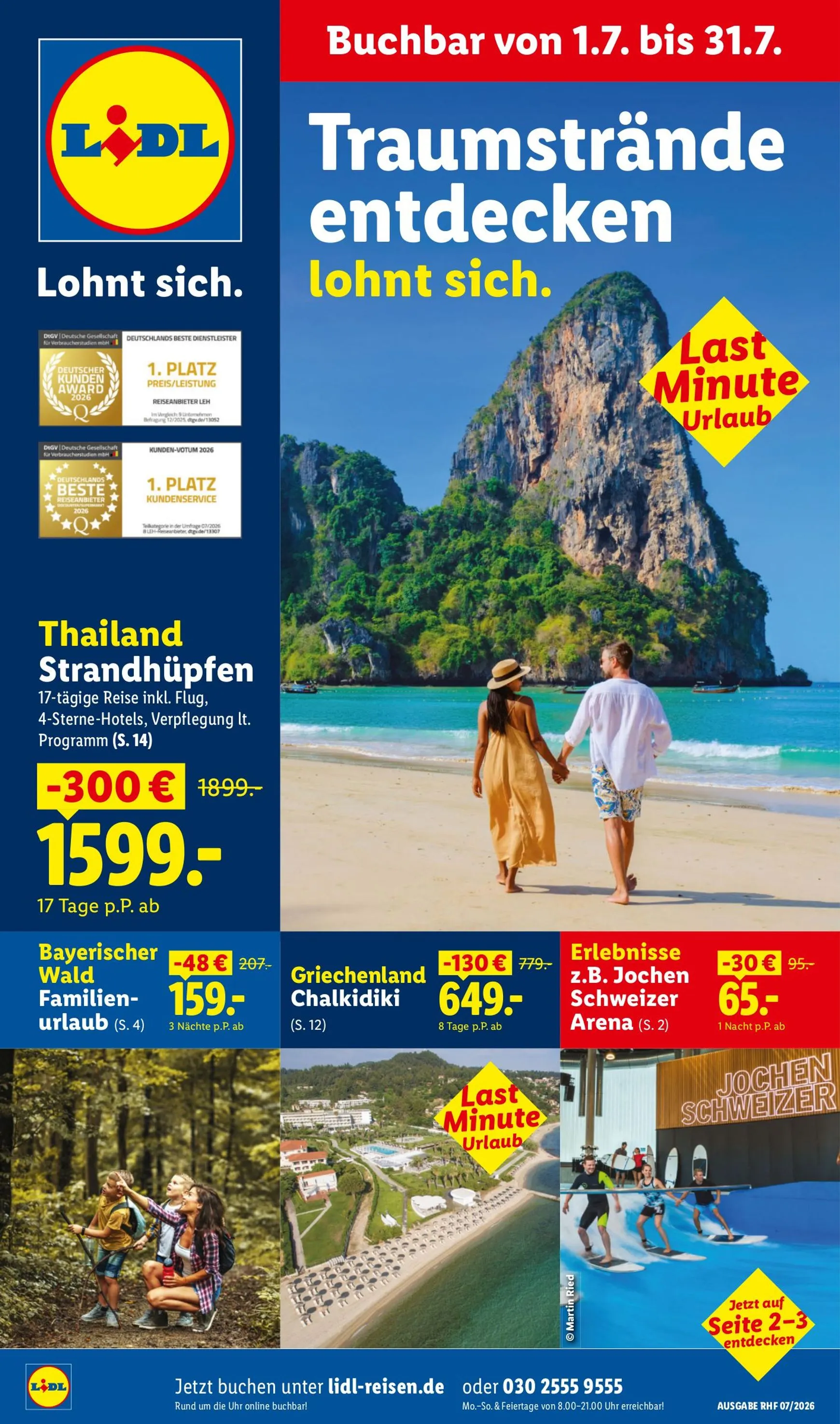 Lidl - Juli Reise-Highlights Prospekt – von Mittwoch 01.07.2026 bis Freitag 31.07.2026 von 1. Juli bis 31. Juli 2026 - Prospekt seite 1