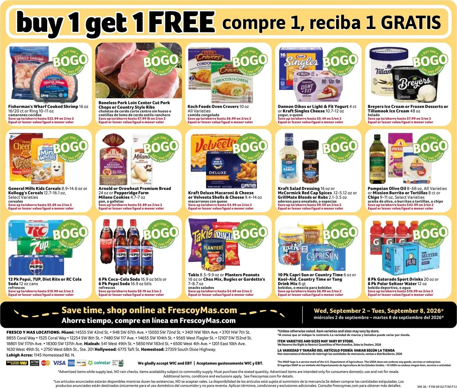 Weekly promotion Fresco Supermarkets: Ofertas del Día del Trabajo spanning from September 2 to September 8 2026 - Page 12 for Catalogue 365