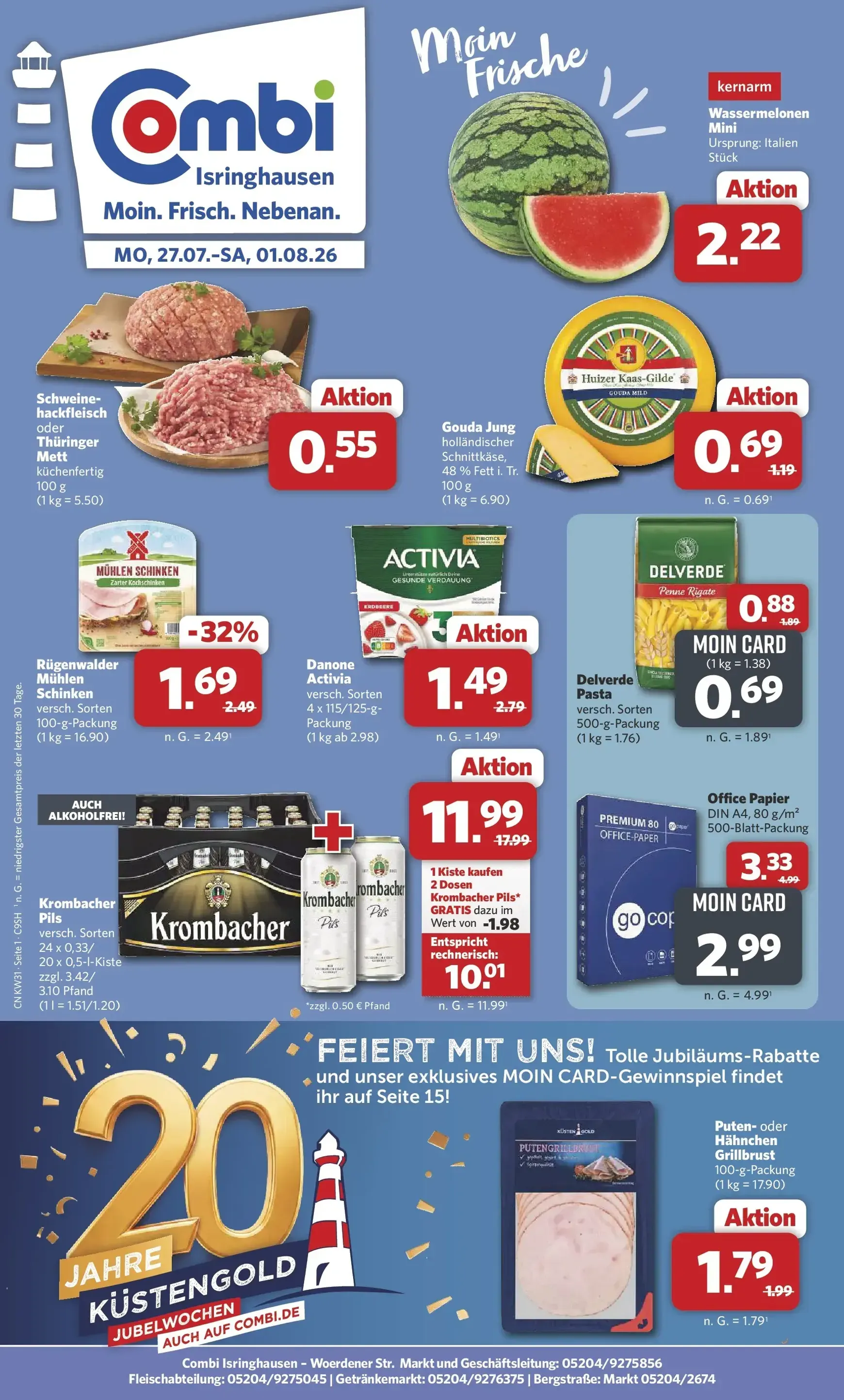 Combi - Isringhausen Prospekt – von Montag 27.07.2026 bis Samstag 01.08.2026 von 27. Juli bis 1. August 2026 - Prospekt seite 1