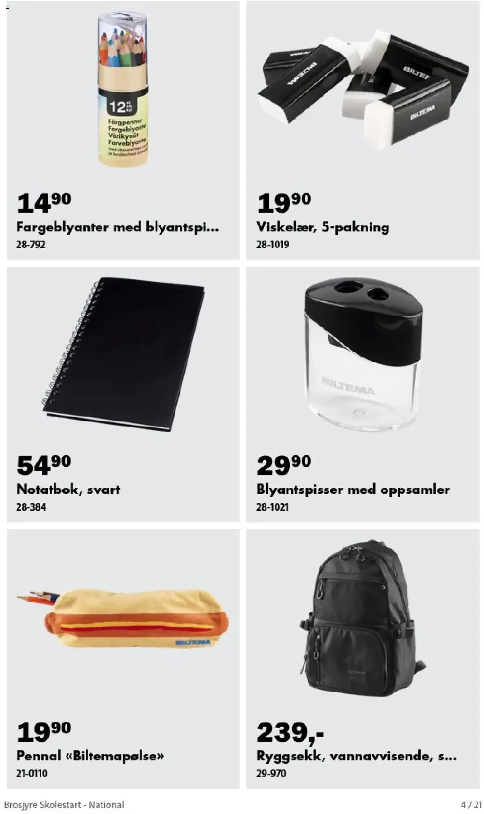 Biltema Brosjyre Skolestart - National (03/08/2026 - 30/08/2026) - Kundeavis og tilbud fra 3. august til 30. august 2026 - kundeavisside 4