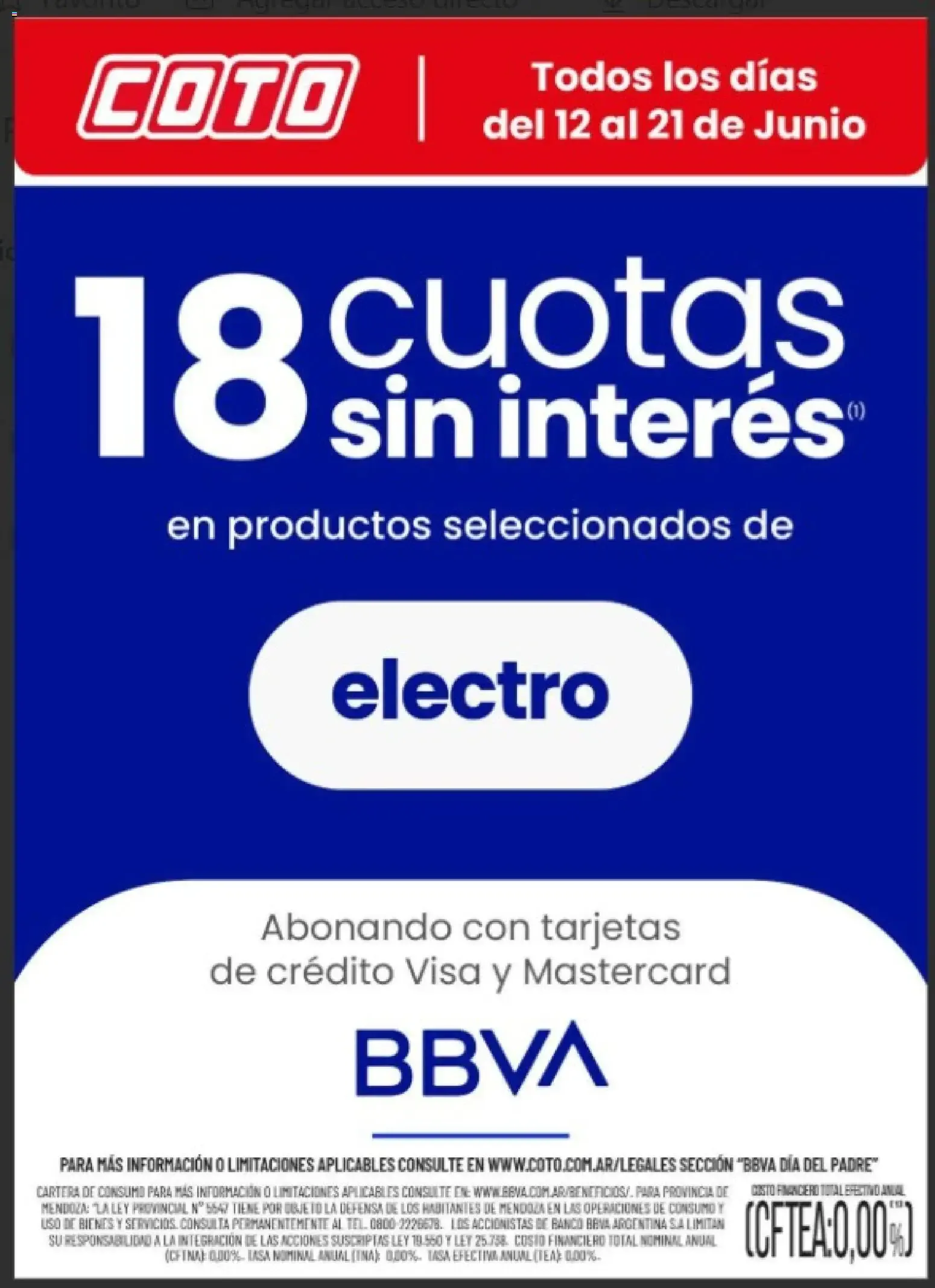 Ofertas de Coto: 18 cuotas sin interés en electro con BBVA 12 de junio al 21 de junio 2026 - Página 1 del catálogo