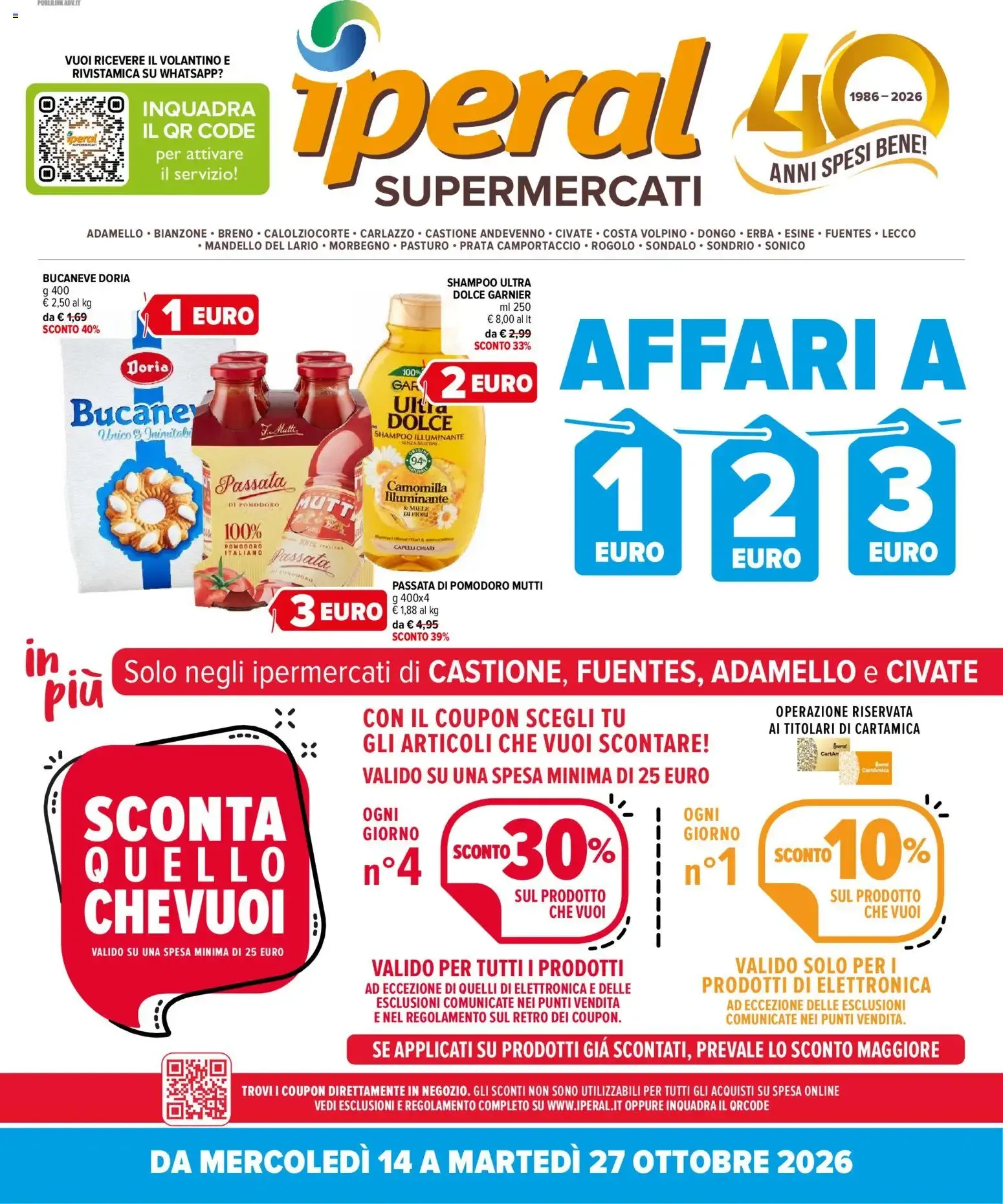 Iperal Supermercati - Affari a 1, 2, 3 Euro da 14 ottobre a 27 ottobre di 2026 - Pagina del volantino 1
