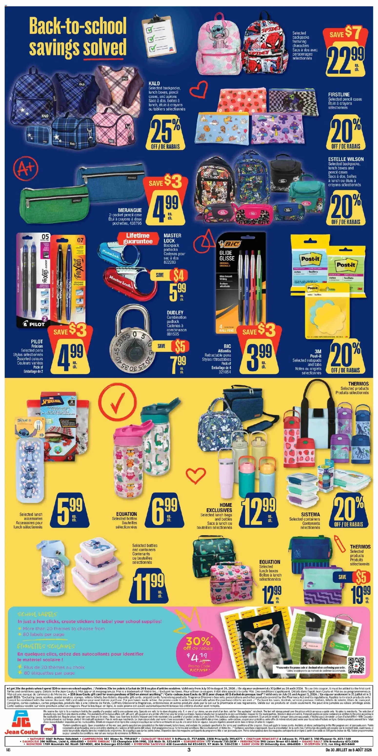 Jean Coutu Back-to-school savings solved from July 30 to August 5 2026 - flyer page 3