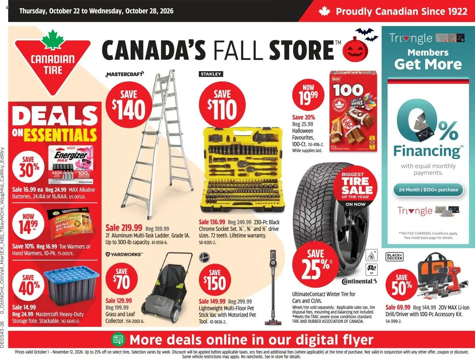Canadian Tire Canada's Fall Store Deals from October 22 to October 28 2026 - flyer page 1