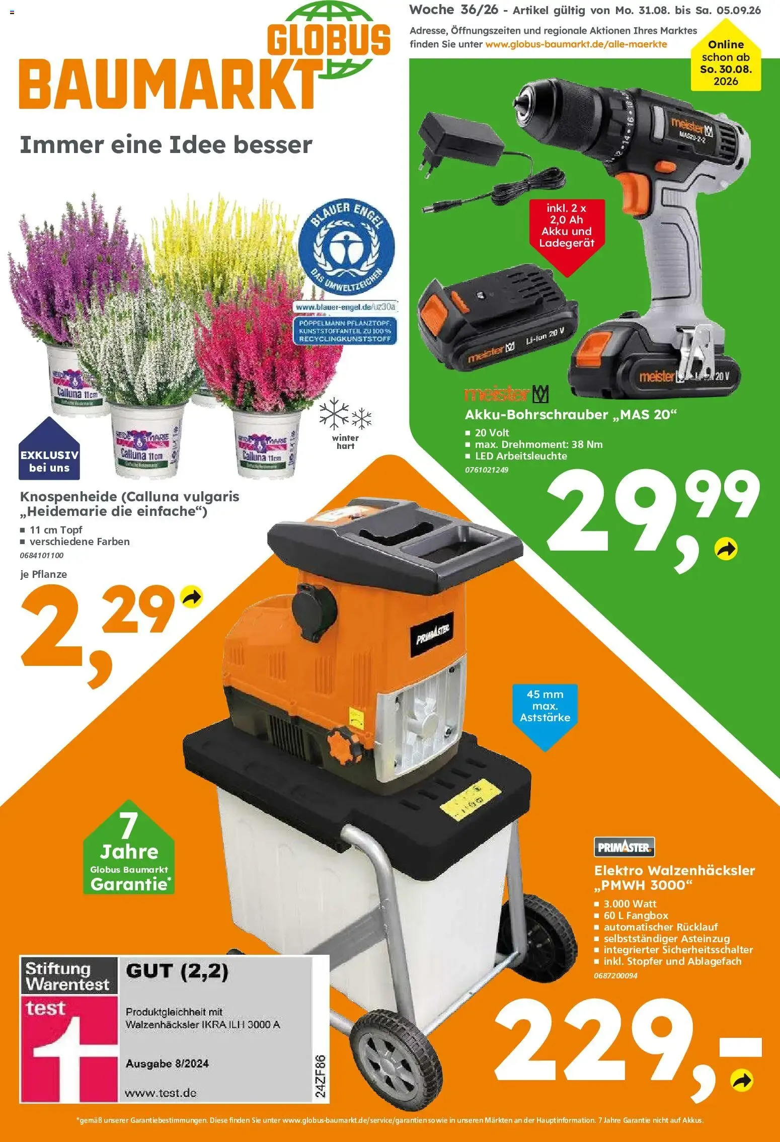 Globus Baumarkt Prospekt (ab 31.08.2026) zum Blättern von 31. August bis 5. September 2026 - Prospekt seite 1