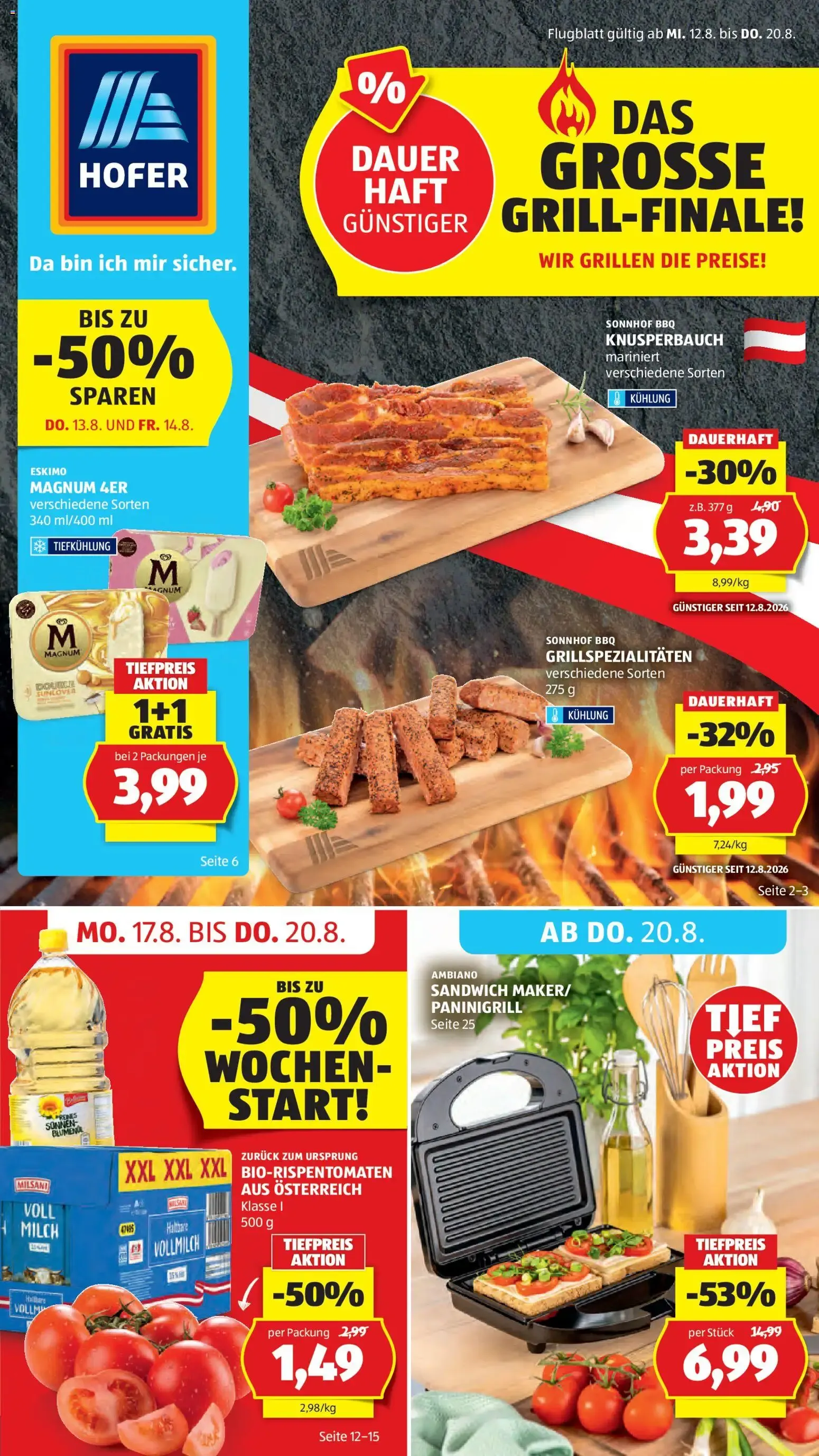 Hofer Flugblatt del 12 al 20 de Agosto - Gran Final de Parrillada y Ofertas von 12. August bis 20. August 2026 - Flugblätt seite 1