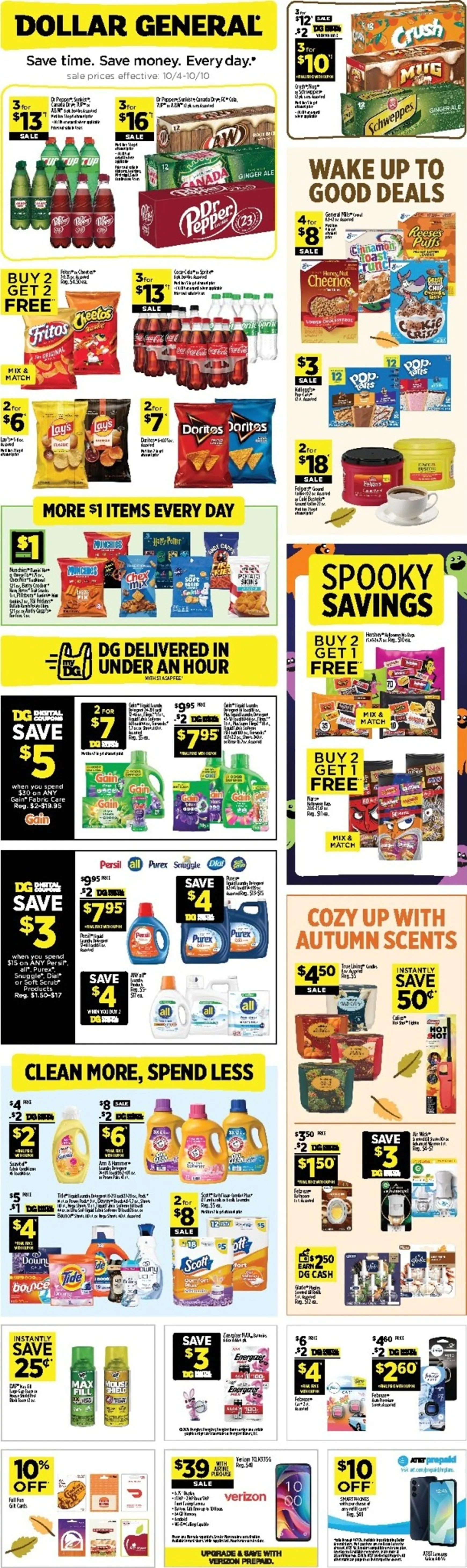 Weekly promotion Current Dollar General leaflet valid from Sunday 10/04/2026 to Saturday 10/10/2026 spanning from October 4 to October 10 2026 - Page 1 for Catalogue 365