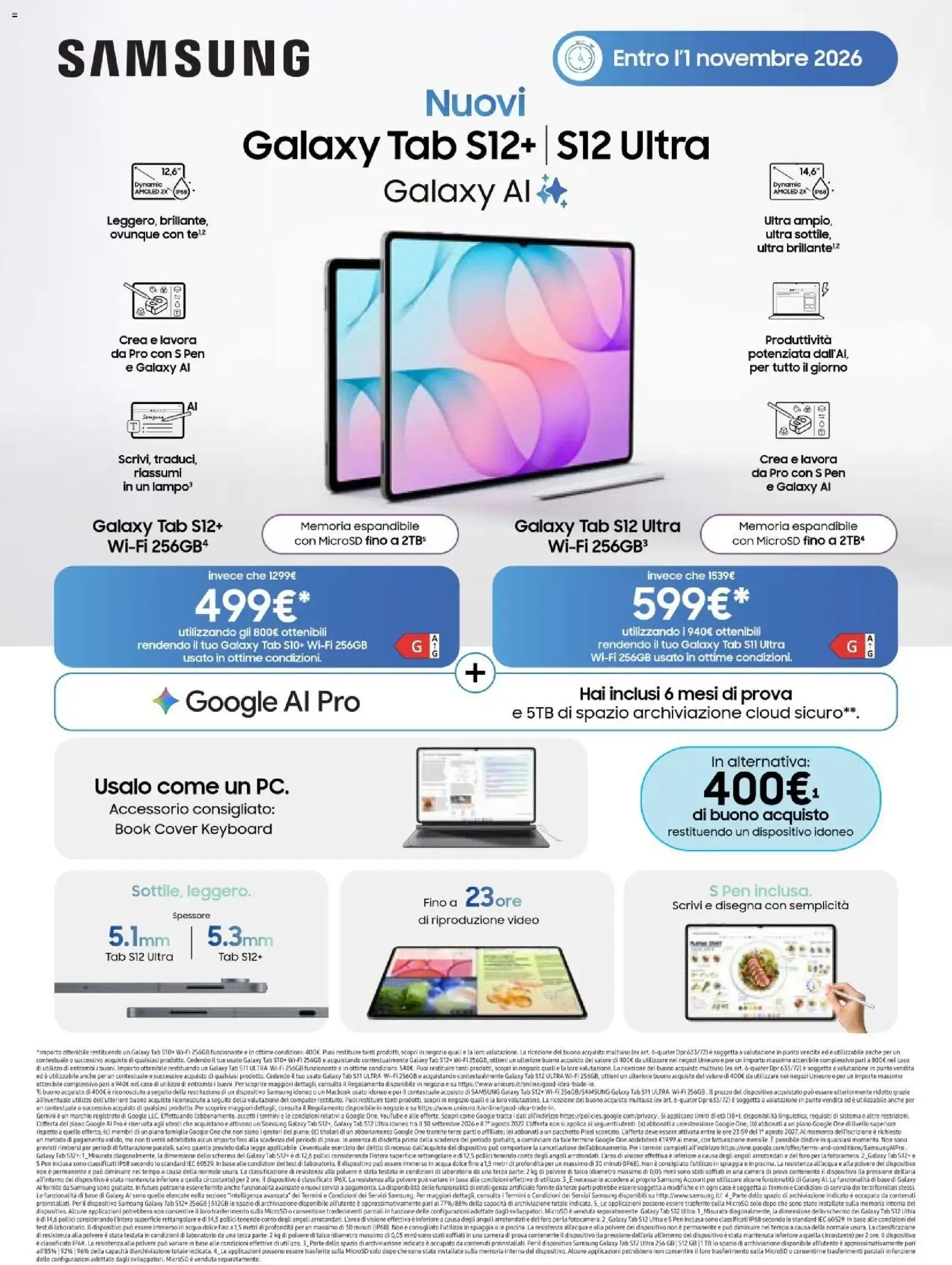 Samsung Galaxy Tab S12+ S12 Ultra da 12 ottobre a 1 novembre di 2026 - Pagina del volantino 1