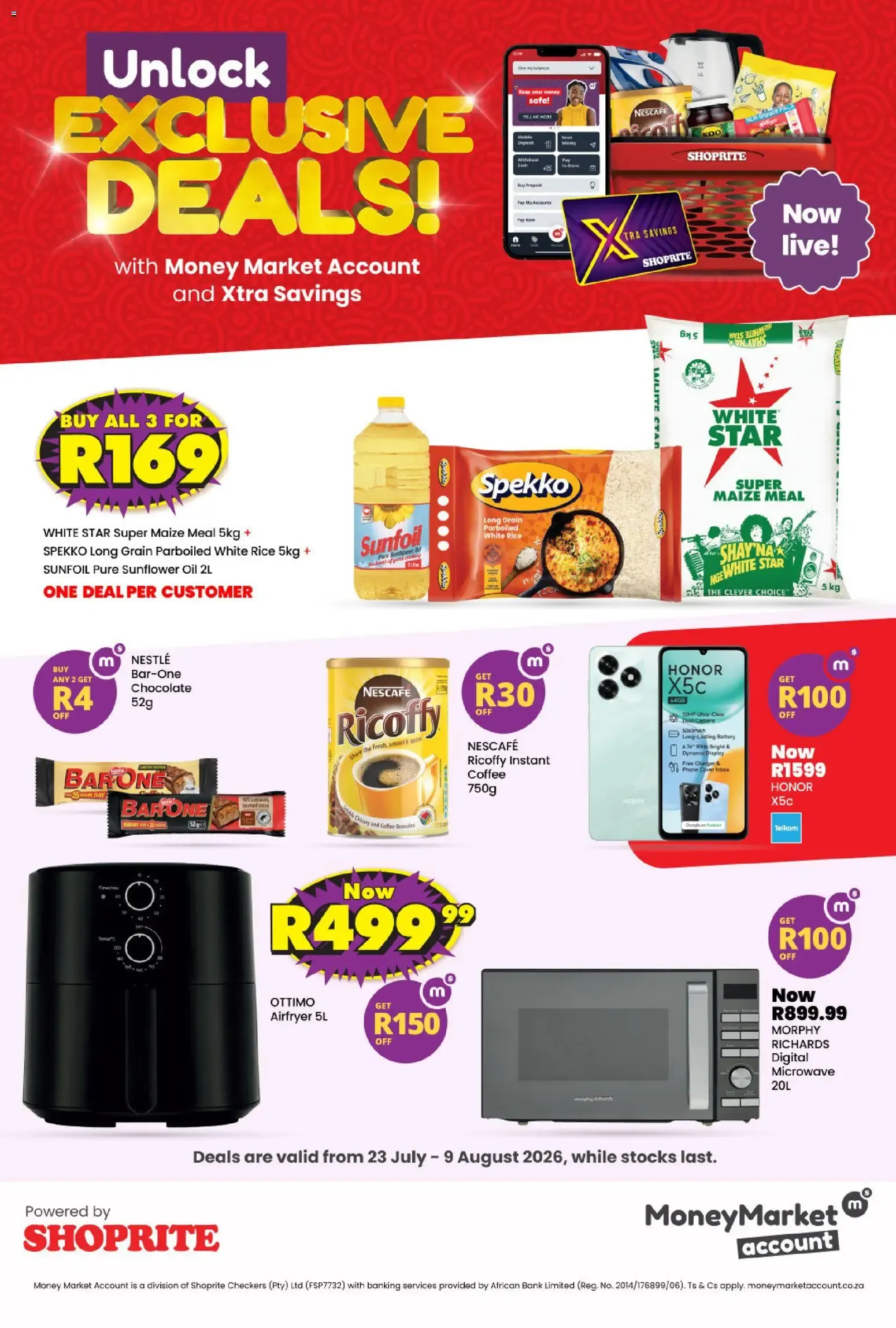 Shoprite Money Market Exclusive Xtra Savings (23/07/2026 - 09/08/2026) → Online Catalogue from 23 July to 9 August 2026 - Catalogue Page 1