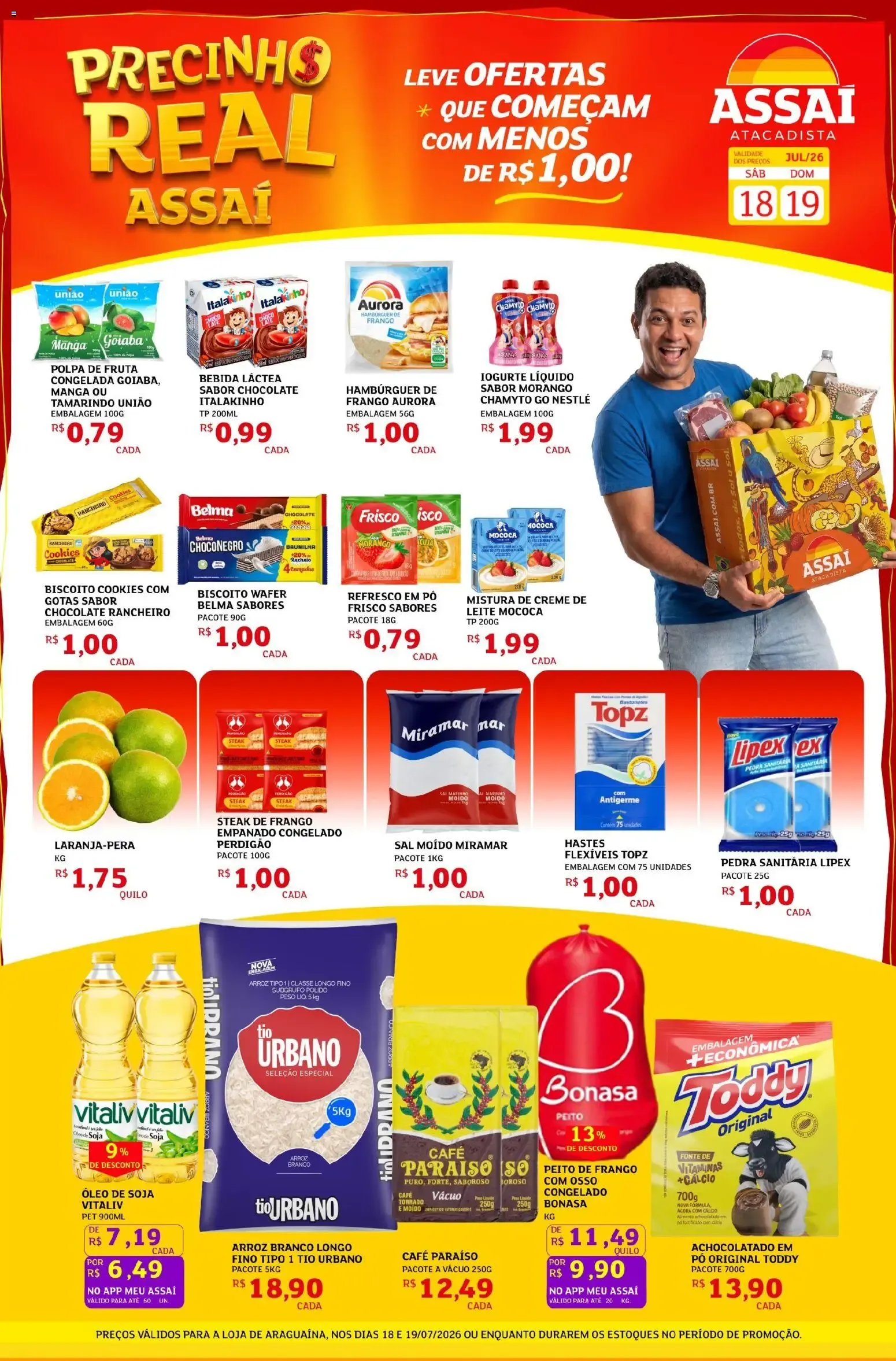 Encarte de Precinho Real Assaí - Ofertas a partir de R$1,00 18 de julho até 19 de julho 2026 - Pagina 1