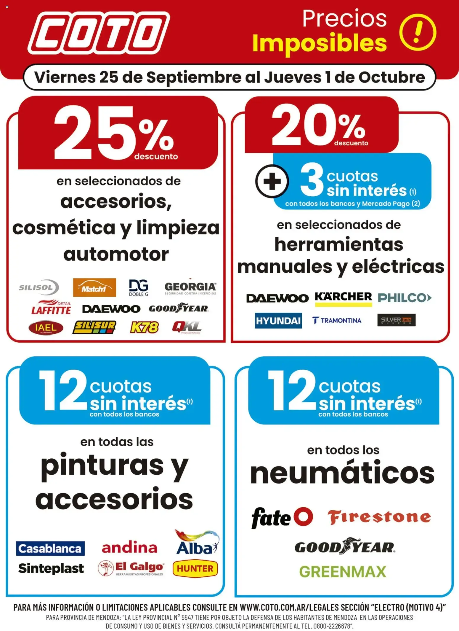 Ofertas de Coto - Electro Motivo 4 || del 25/09/2026 - 01/10/2026 || Descuentos 25 de septiembre al 1 de octubre 2026 - Página 1 del catálogo
