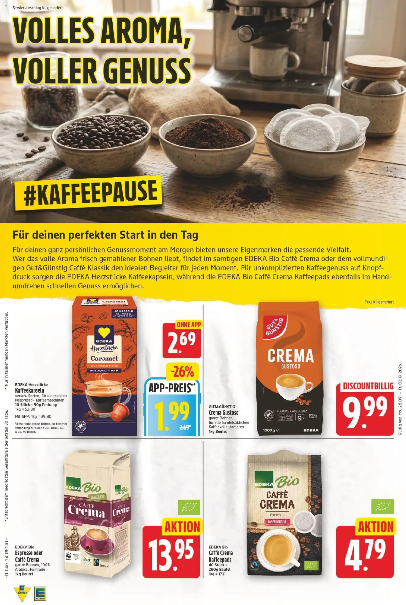 EDEKA Center - 20% Rabatt auf EDEKA Bio Milch-, Joghurt- und Quarkartikel von 28. September bis 2. Oktober 2026 - Prospekt seite 24