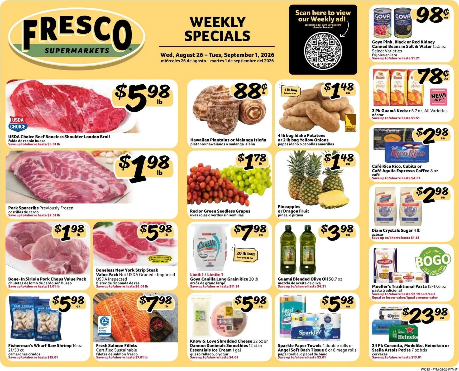 Weekly ad Fresco Supermarkets Weekly Specials from August 26 to September 1 2026 - Page 1